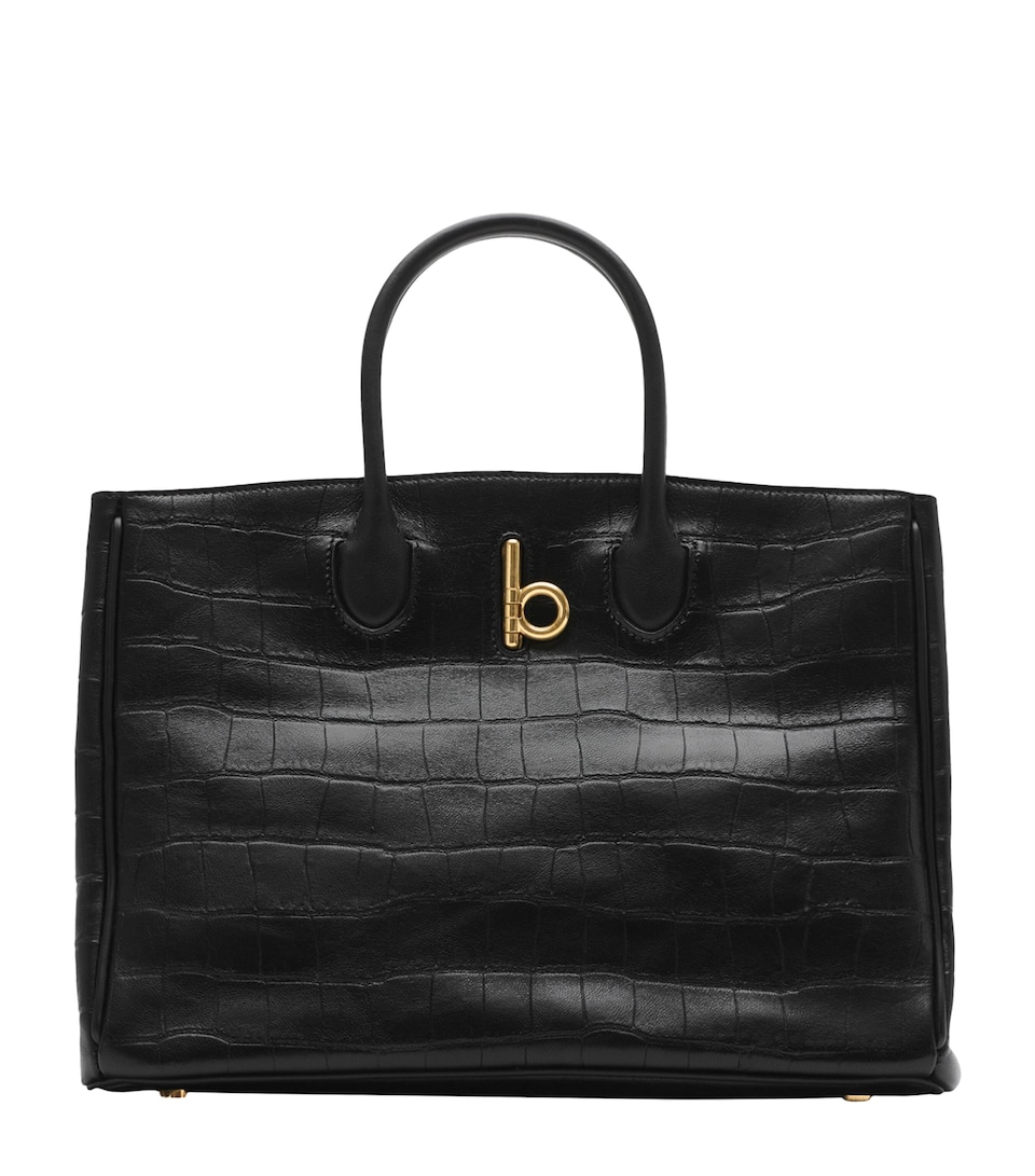 Small Croc-Embossed Lambskin Rocking Horse Tote Bag