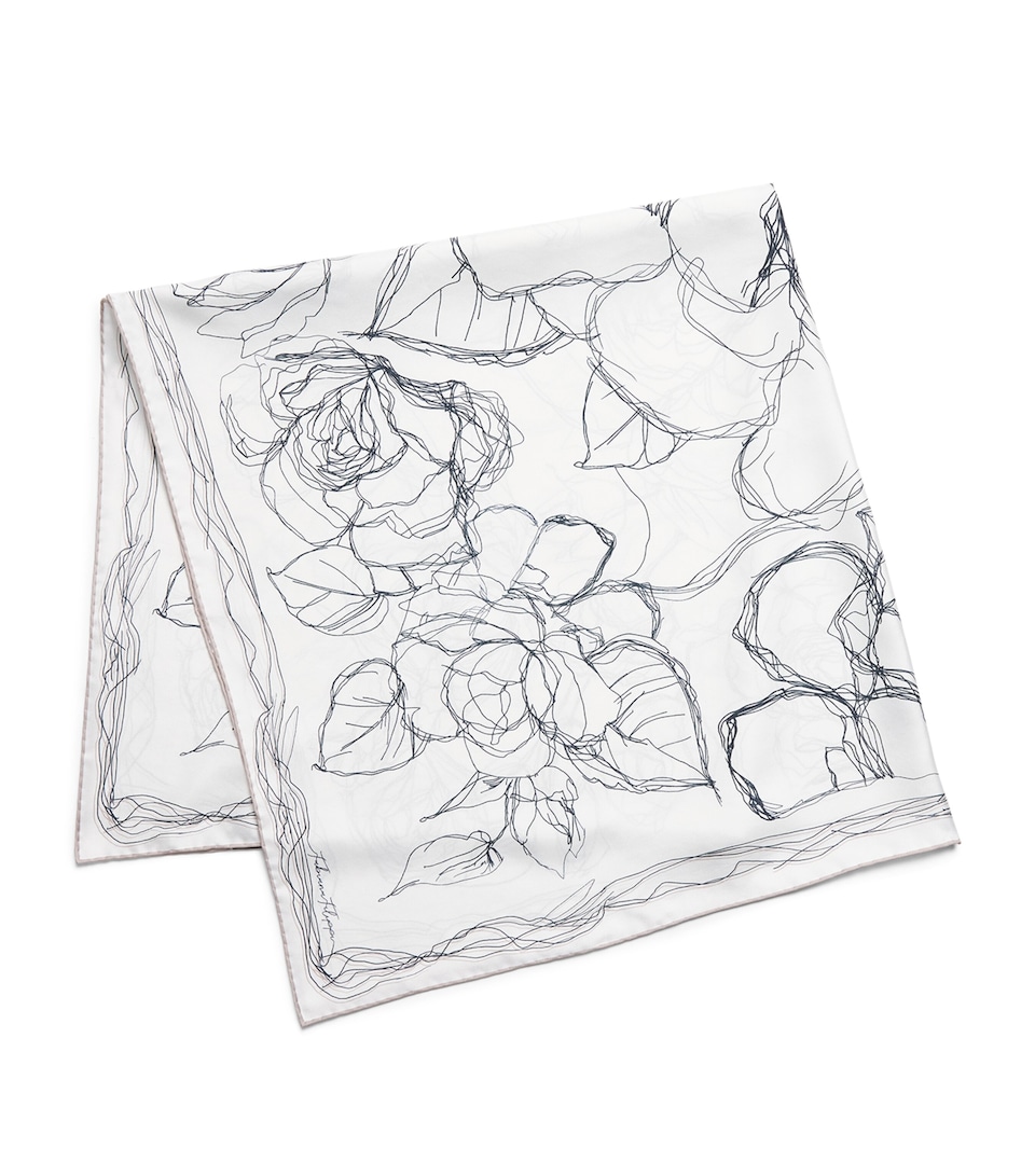 Fabiana Filippi Silk Twill Printed Scarf Bianco/blu/cacha