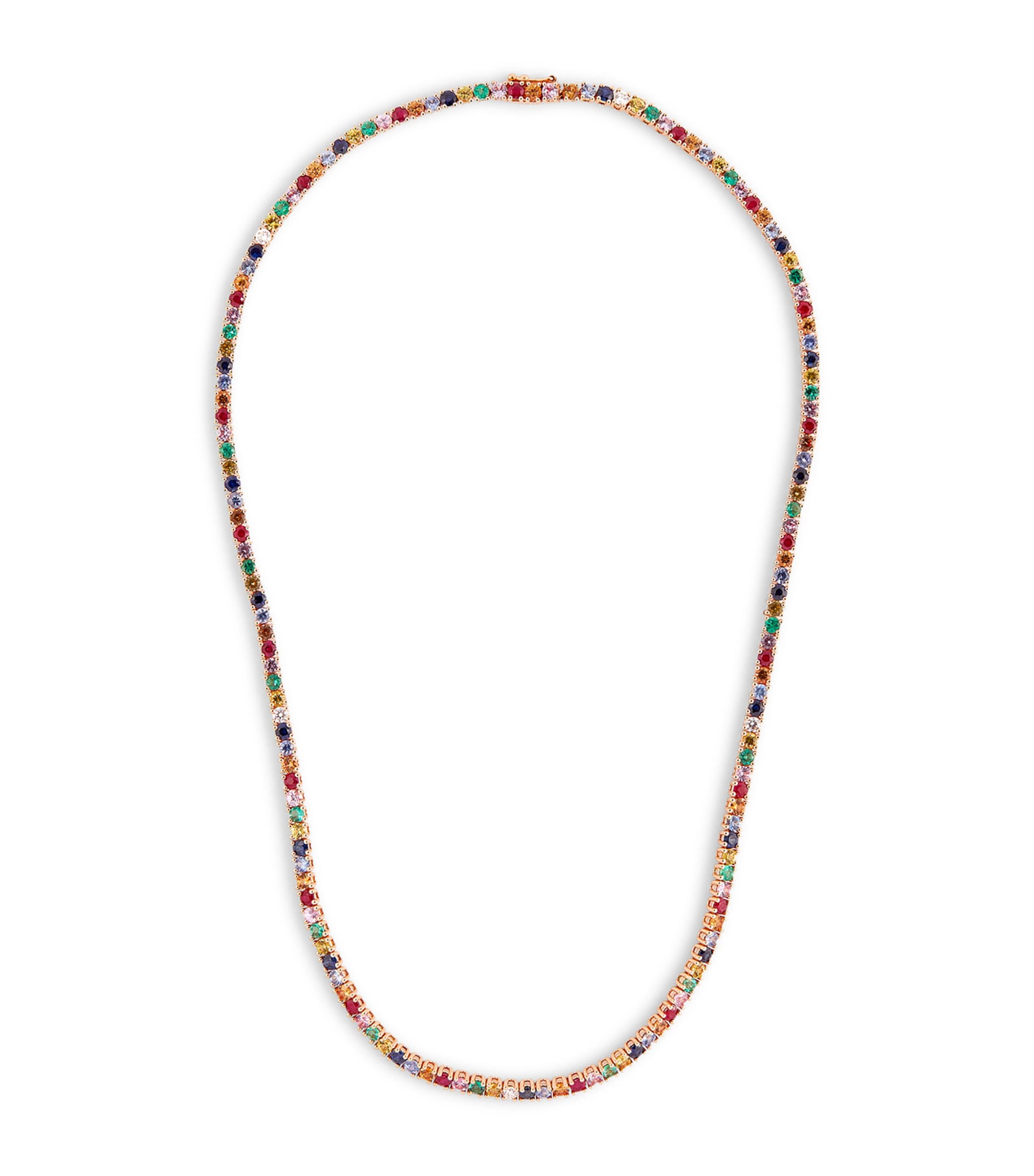 Rose Gold, Diamond and Rainbow Sapphire Hepburn Necklace