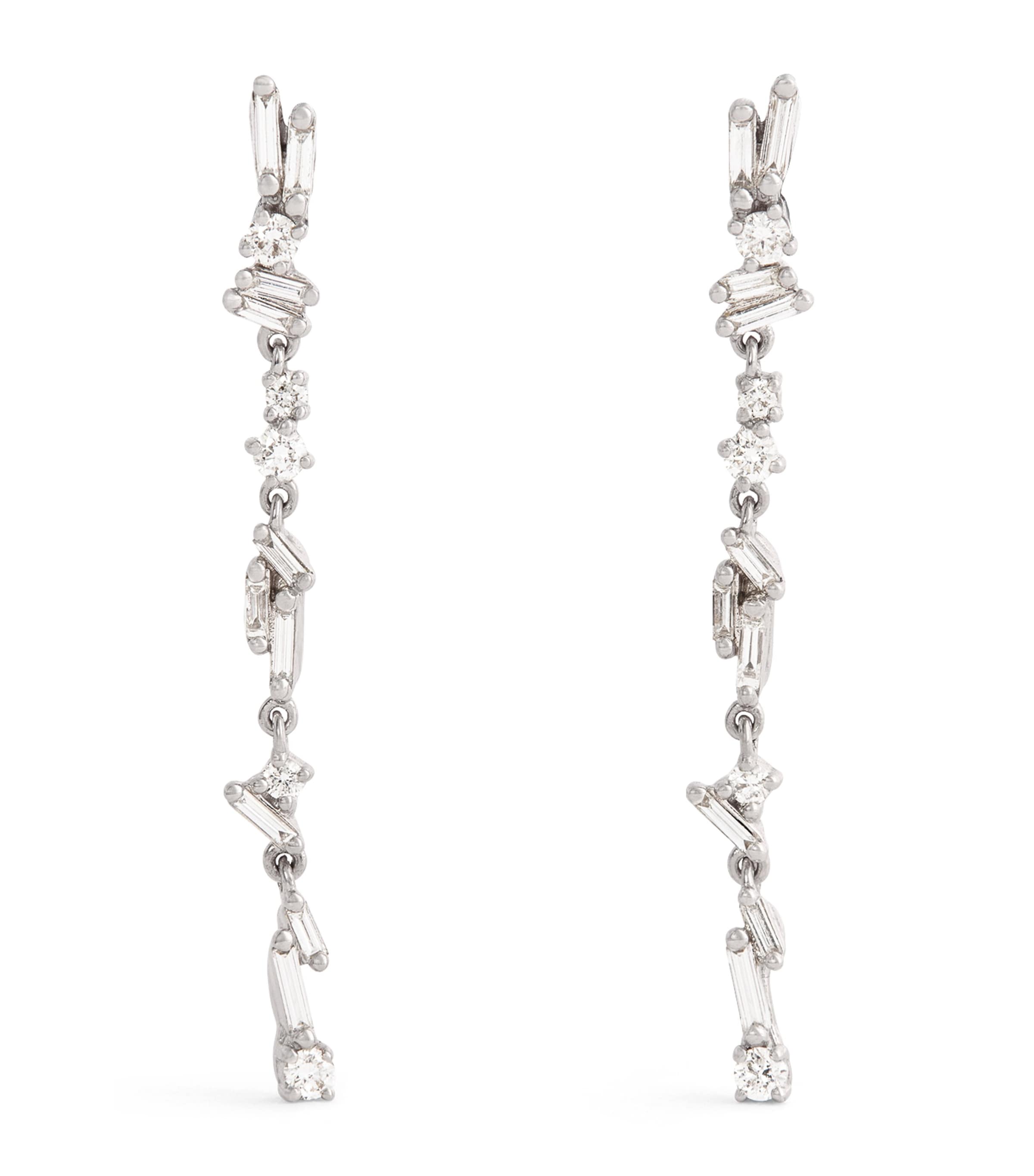 Suzanne Kalan White Gold and Diamond Classic Sparkler Drop Earrings Wg/wd