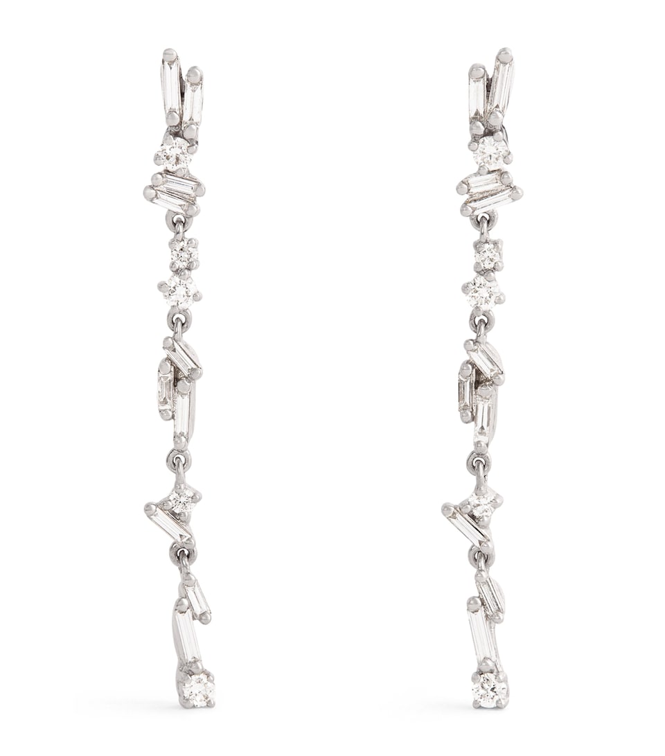 Suzanne Kalan White Gold and Diamond Classic Sparkler Drop Earrings Wg/wd