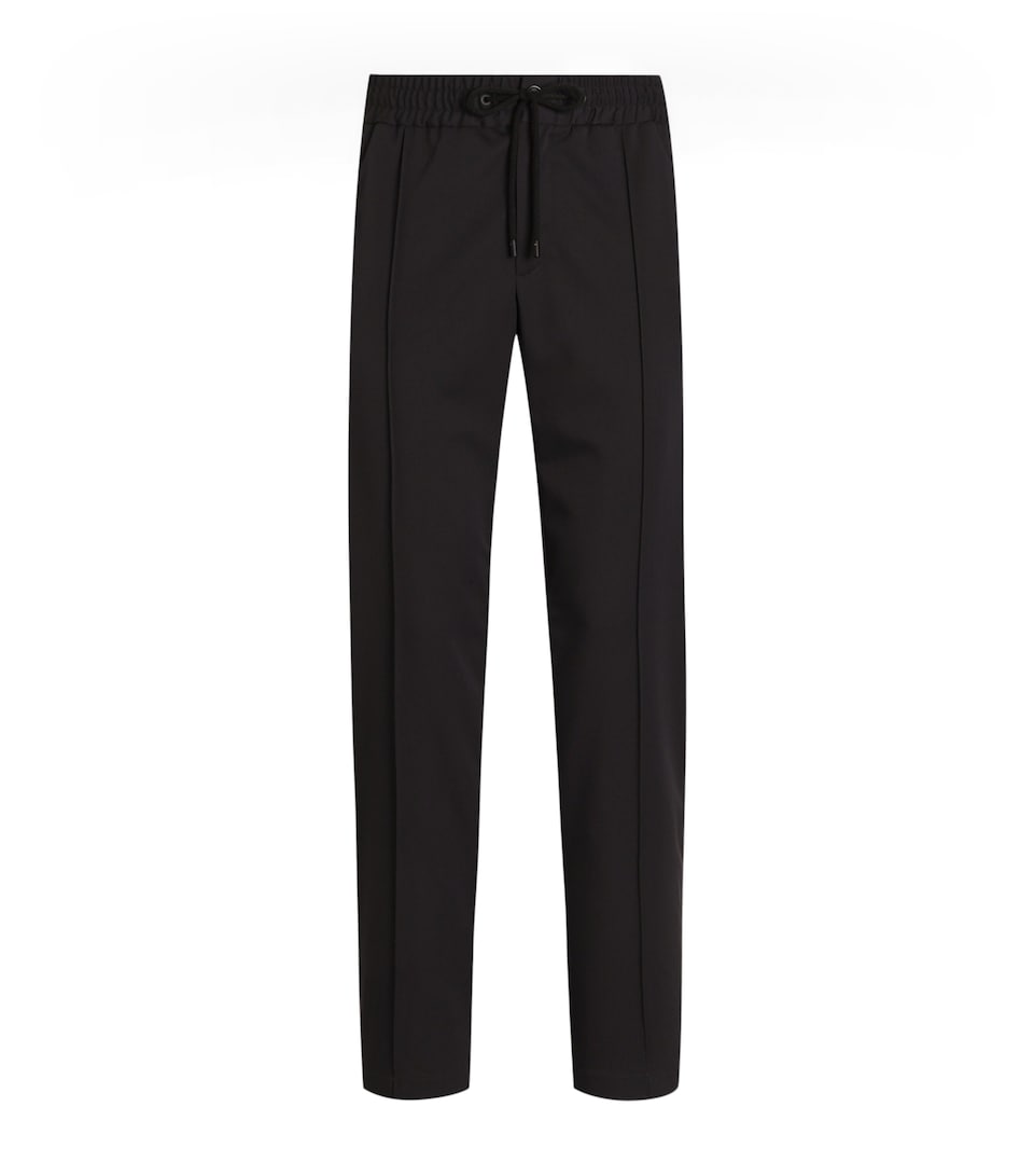 Virgin Wool-Blend Drawstring Straight Trousers