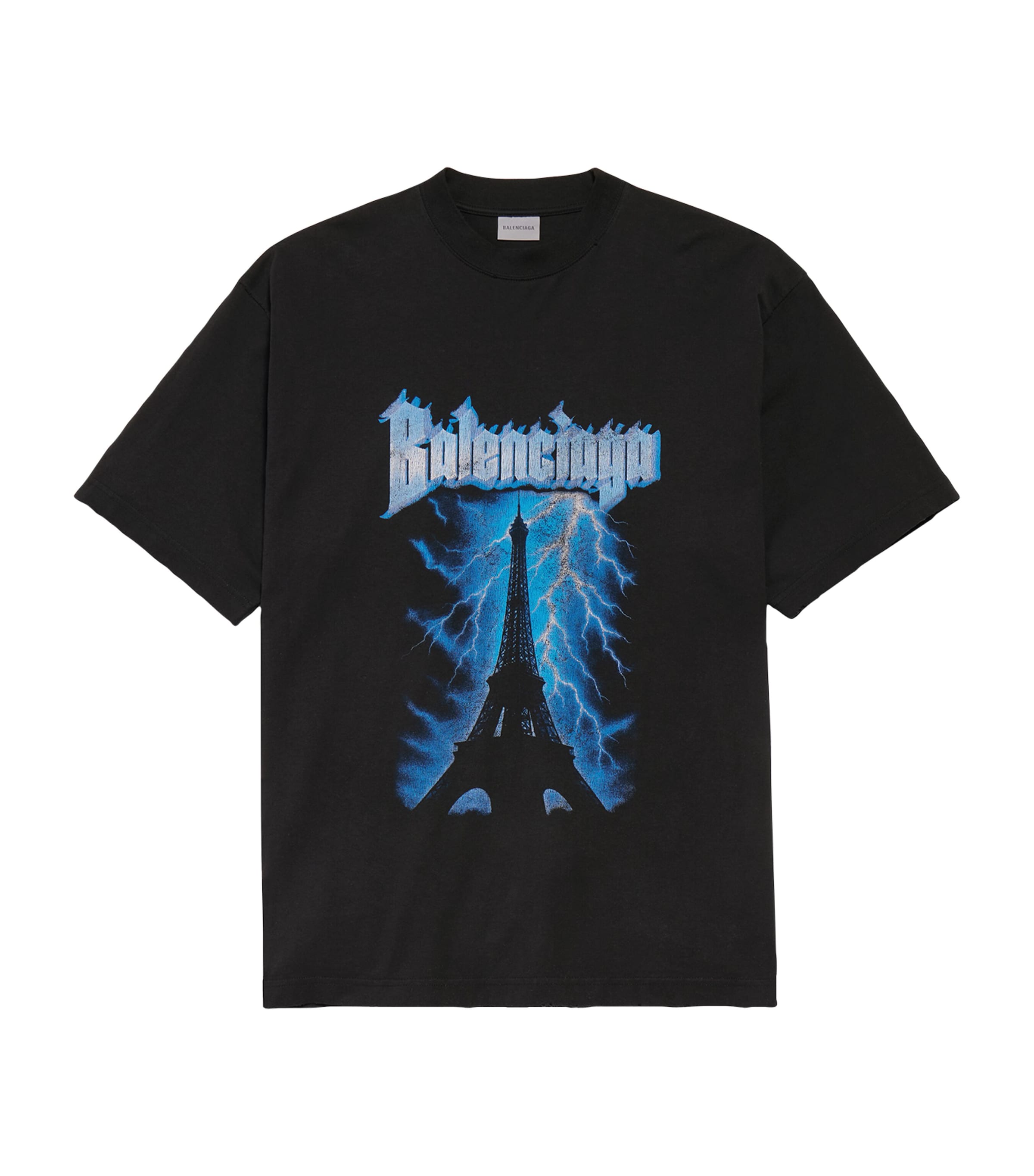 Balenciaga Mens Cotton Paris Thunderstorm T-Shirt