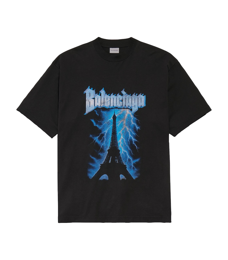 Balenciaga Mens Cotton Paris Thunderstorm T-Shirt