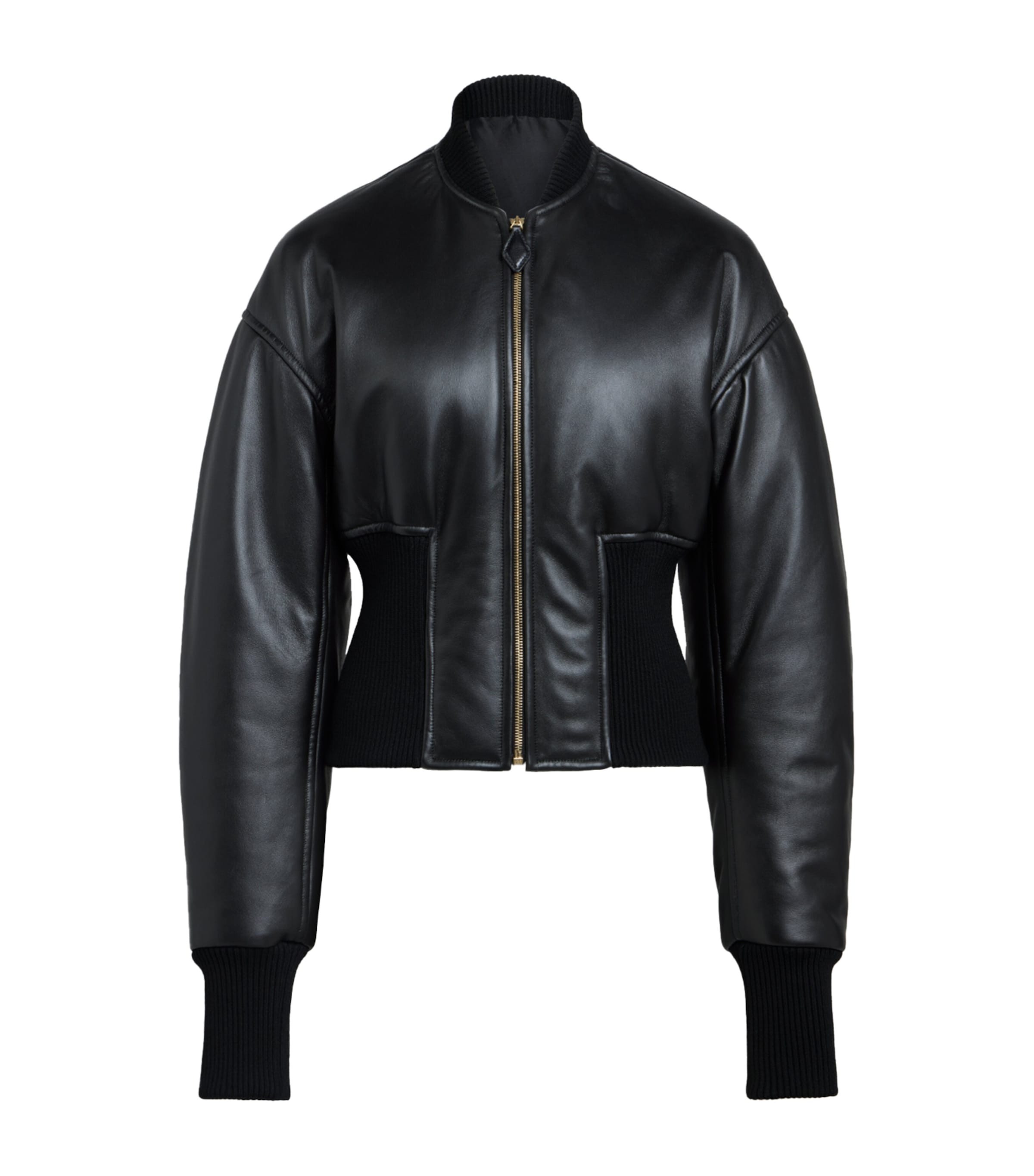 Alaïa Womens Leather Bomber Jacket Noir Alaia