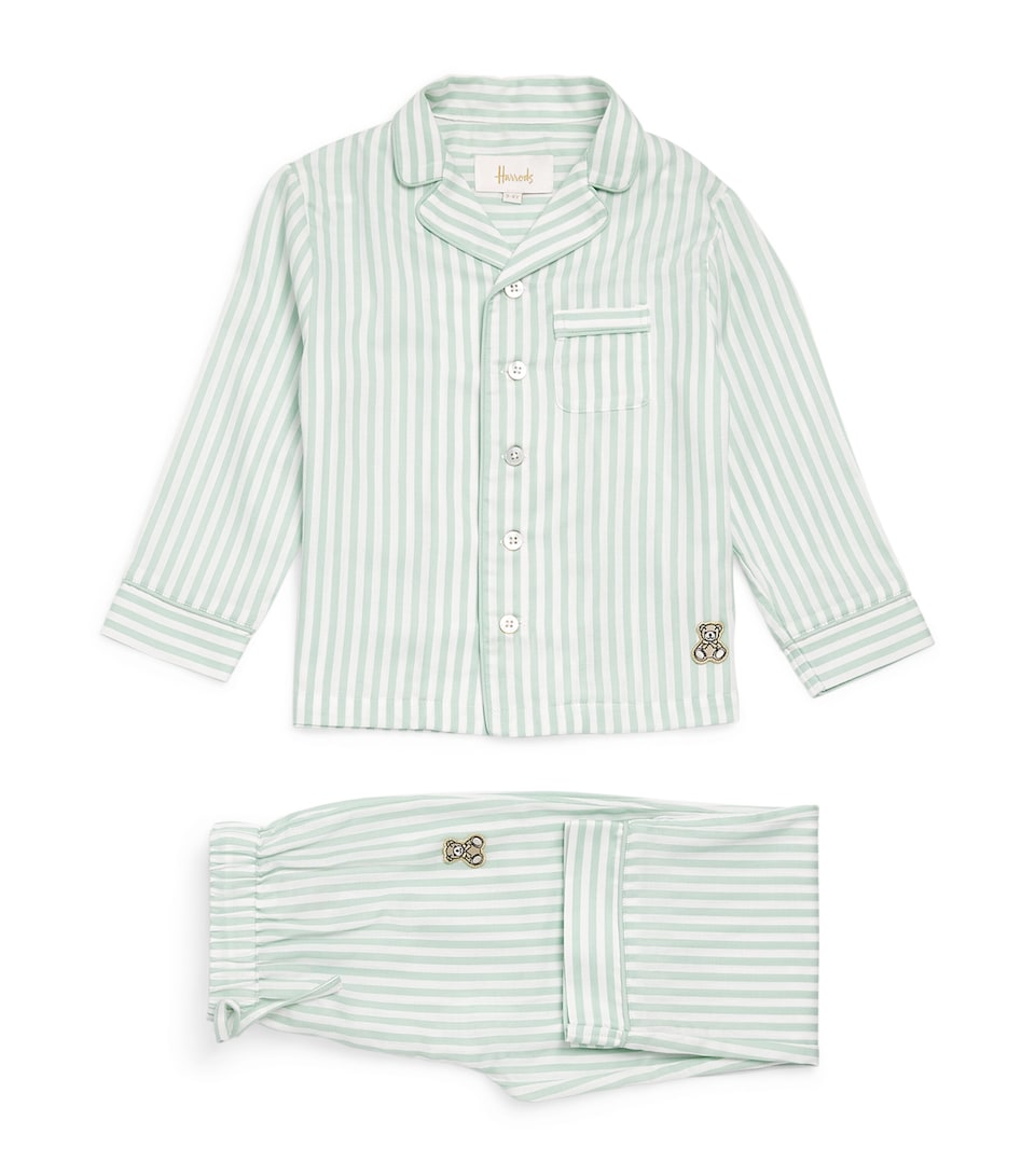 Harrods Cotton Stripe Pyjama Set (2-12 Years) Green