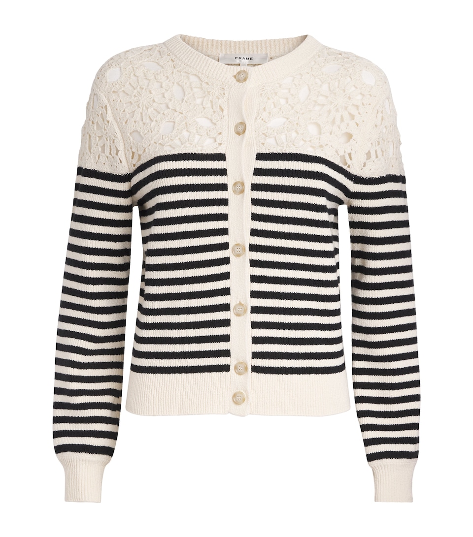 FRAME Womens The Coastal Striped Cardigan Cream Multi