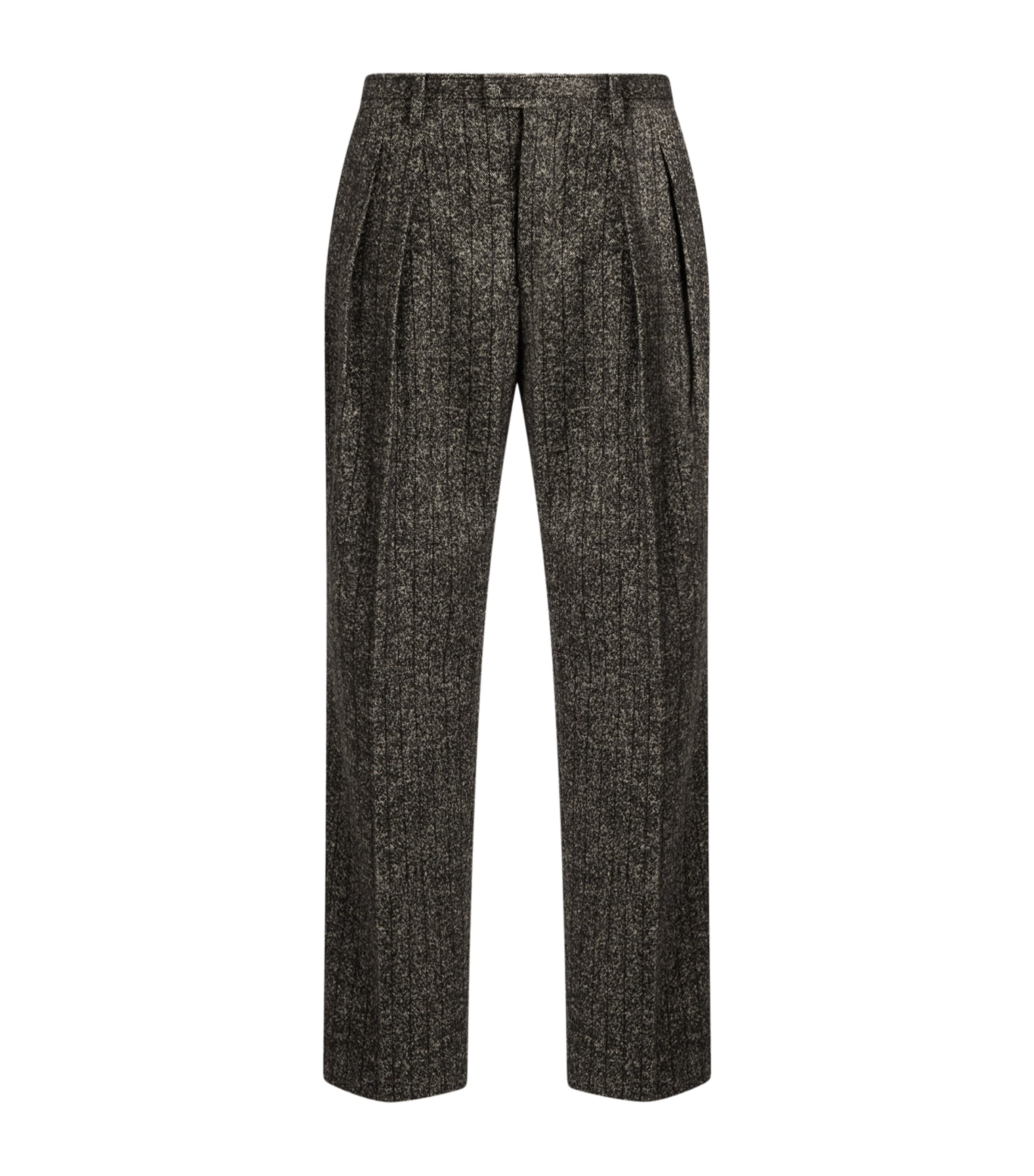 Dolce&Gabbana Mens Wool-Blend Stripe Tailored Trousers Striped