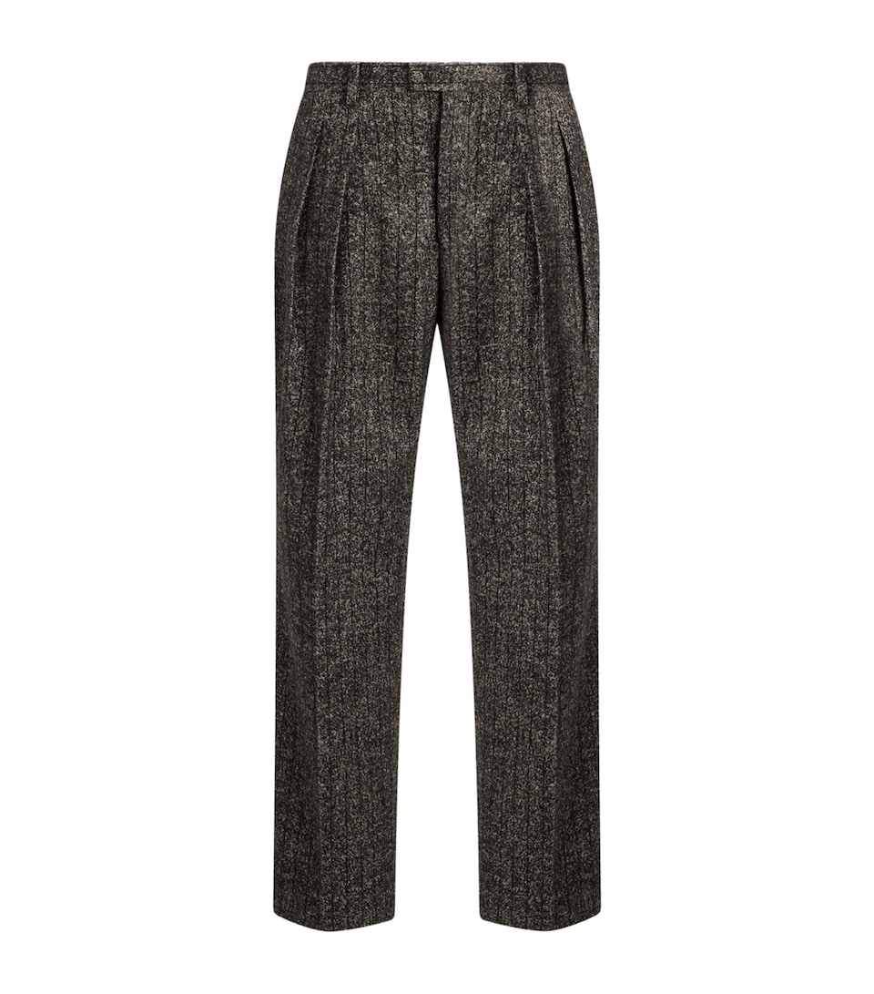 Dolce&Gabbana Mens Wool-Blend Stripe Tailored Trousers Striped