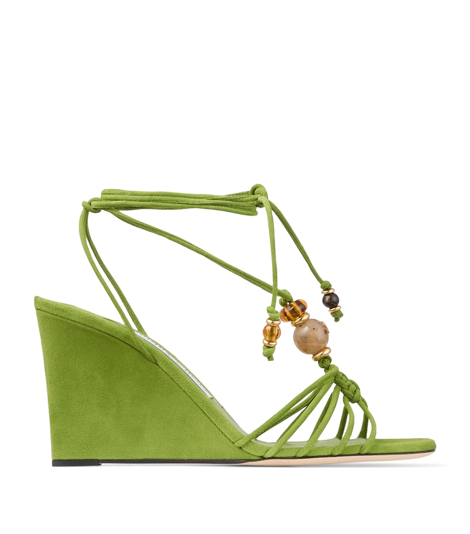 Jimmy Choo Lova 85 Suede Wedge Sandals Clover Mix