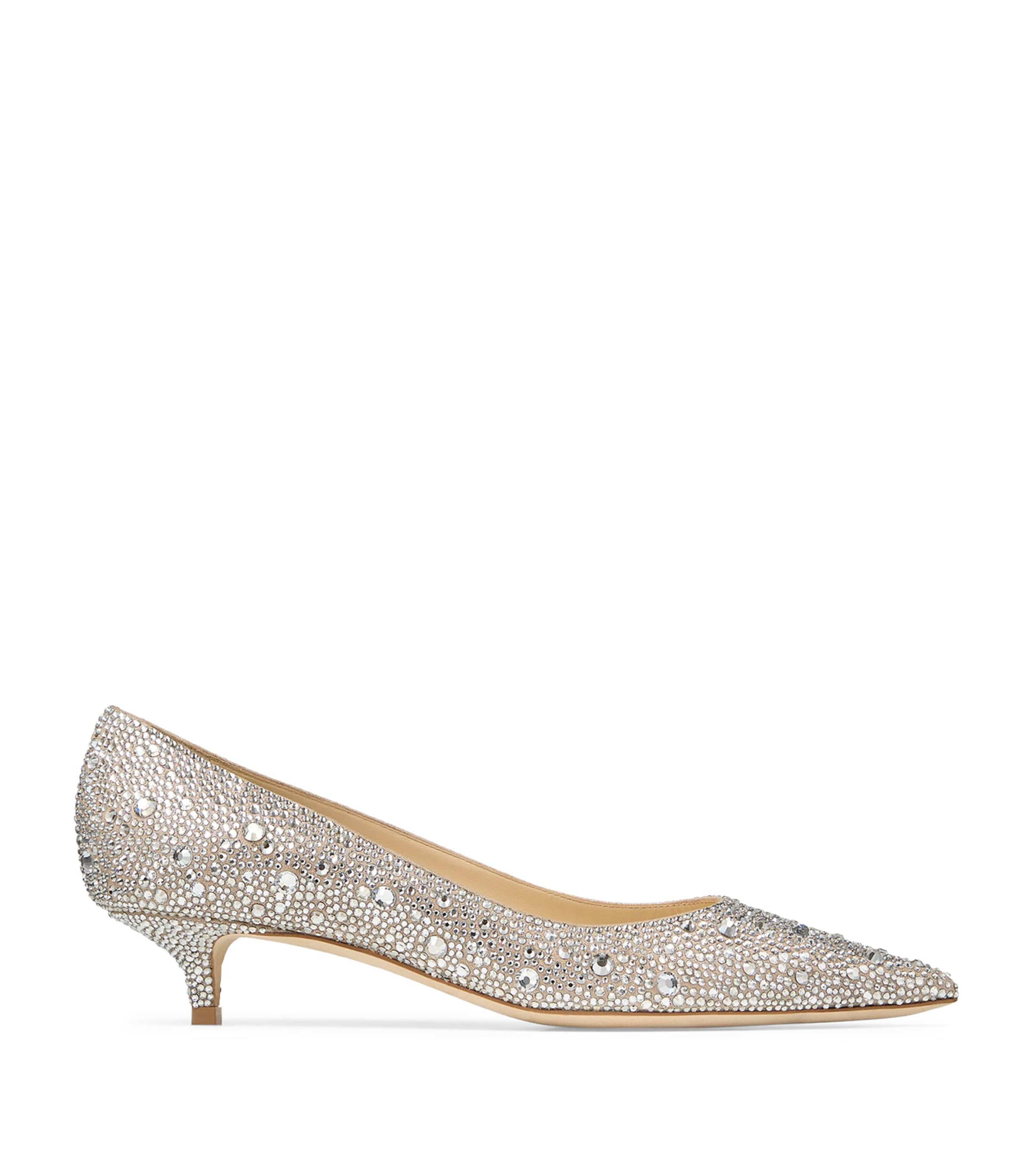 Jimmy Choo Amelia 35 Leather Embellised Pumps Light Soft Gold/crys