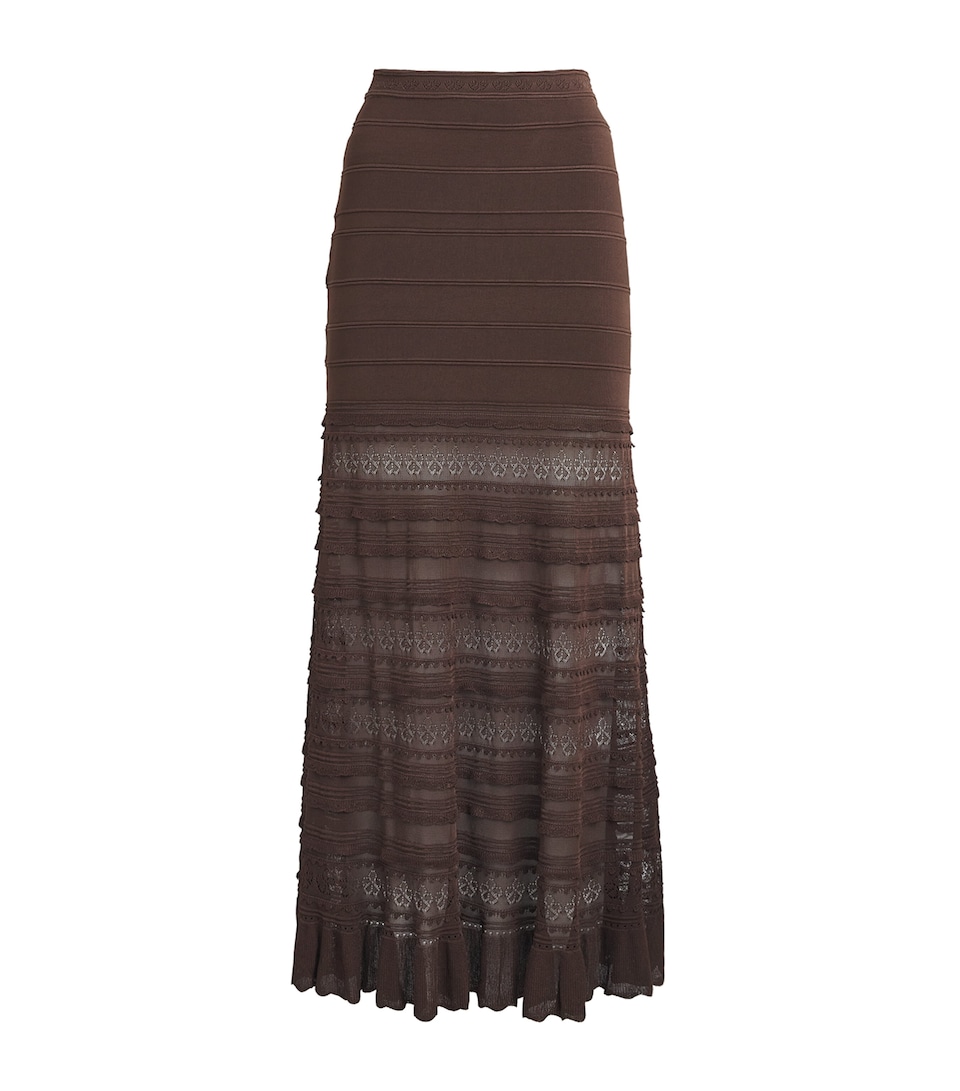 Sandro Paris Womens Panelled Maxi Skirt Brown