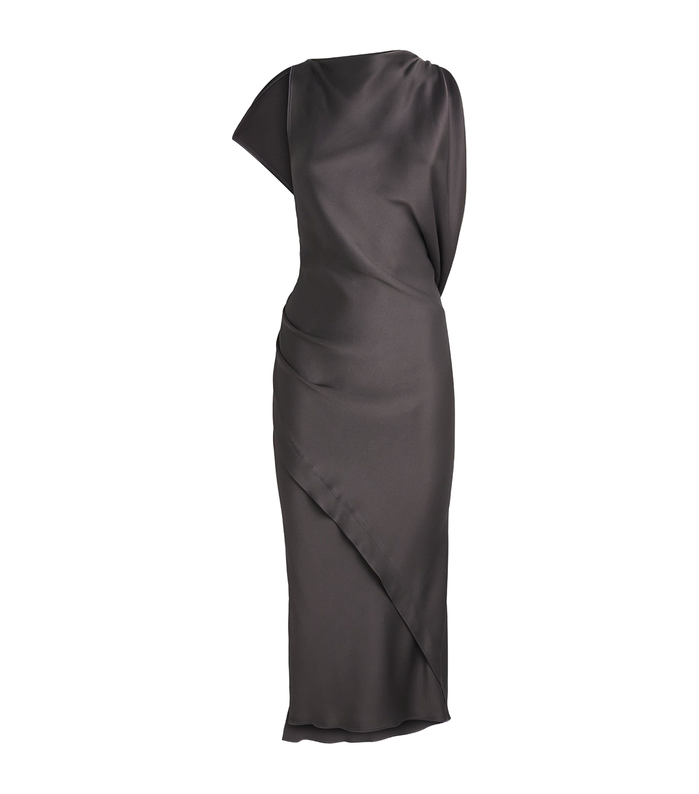Victoria Beckham Womens Satin Draped Midi Dress Ore