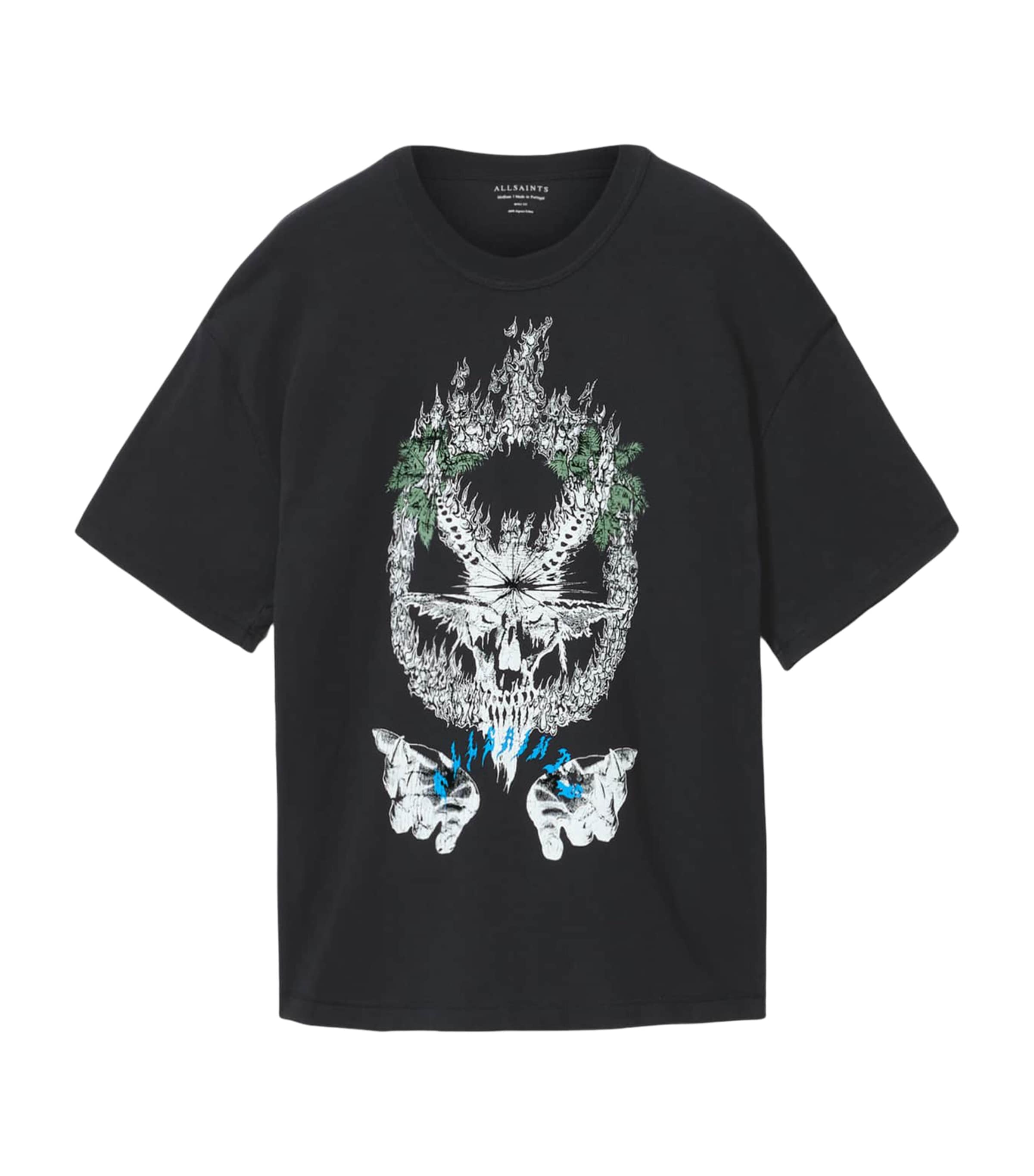 AllSaints Mens Organic Cotton Palm Ripper T-Shirt Washed Black