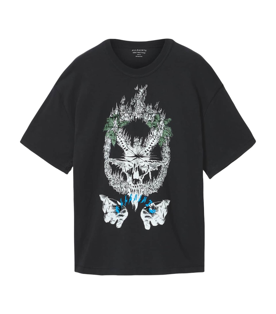 AllSaints Mens Organic Cotton Palm Ripper T-Shirt Washed Black