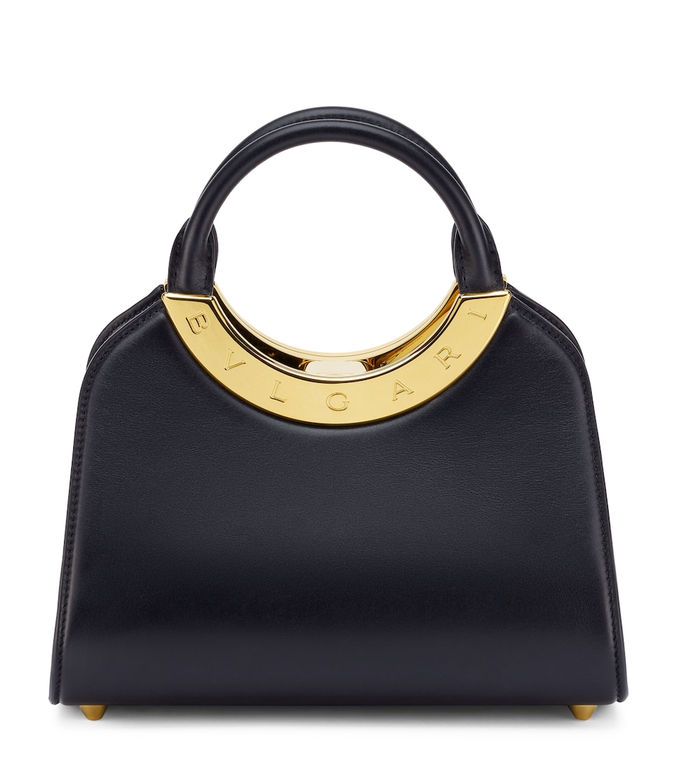 Bvlgari Small Leather Roma Top-Handle Bag Black