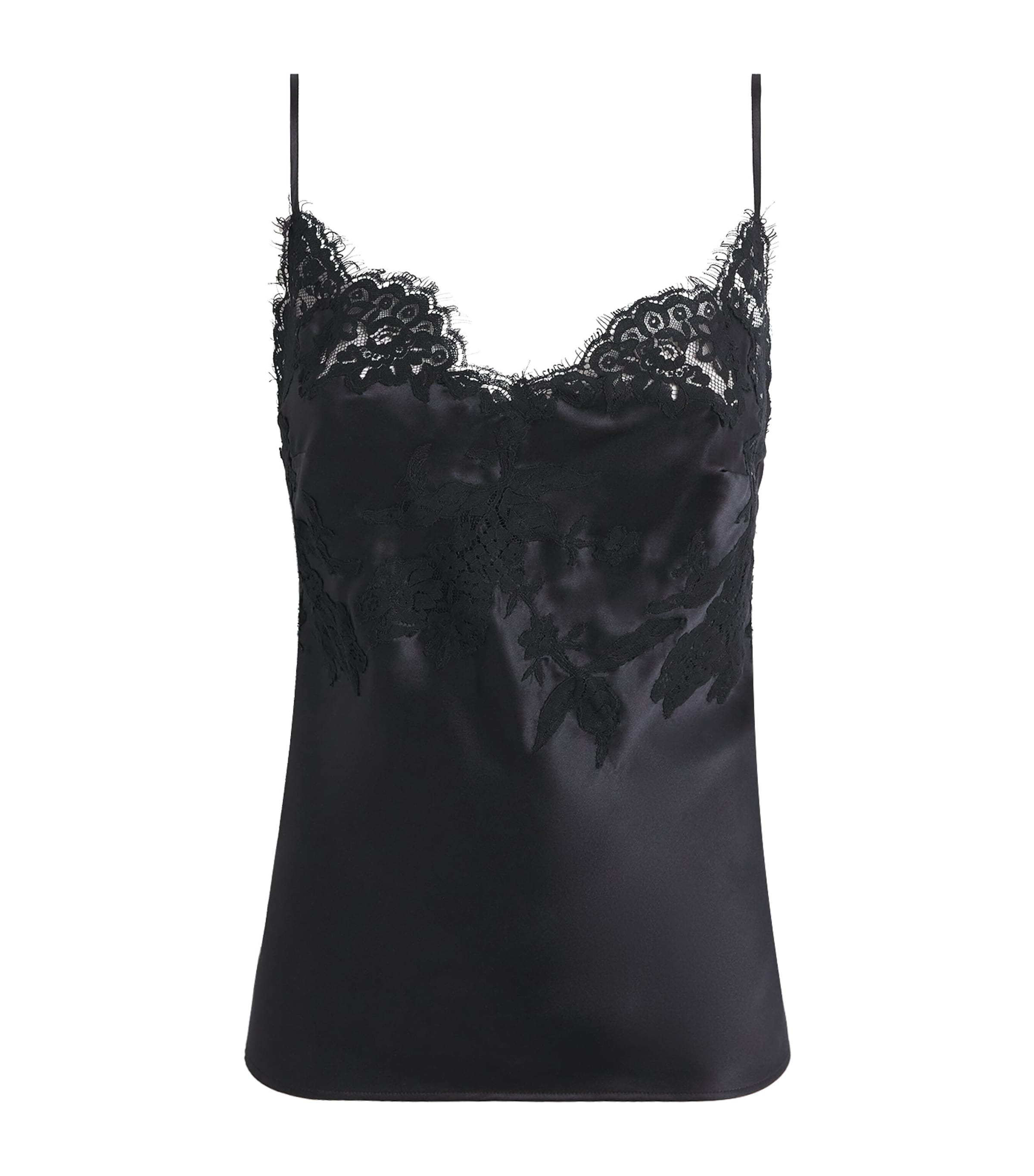 Marjolaine Womens Silk Floral Tess Camisole Noir