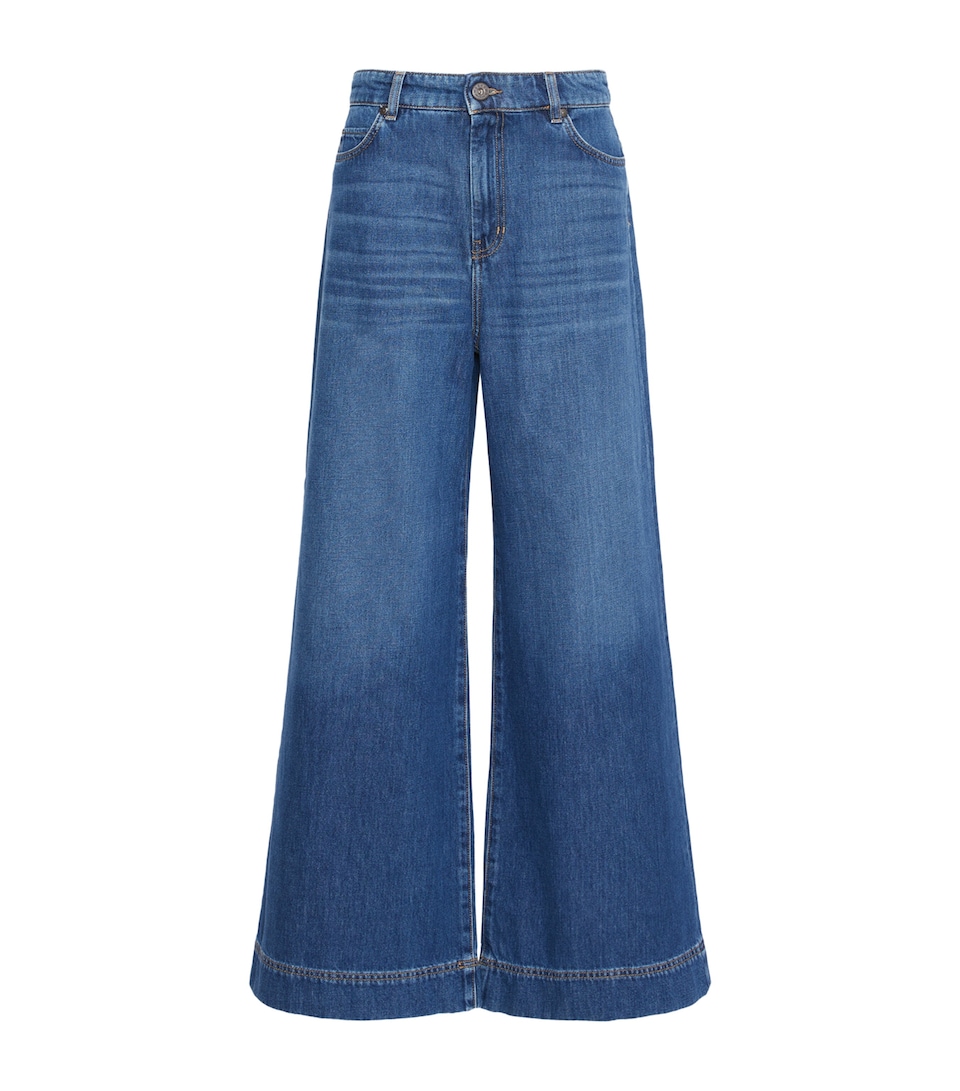 Weekend Max Mara Womens High-Rise Wide-Leg Jeans Navy