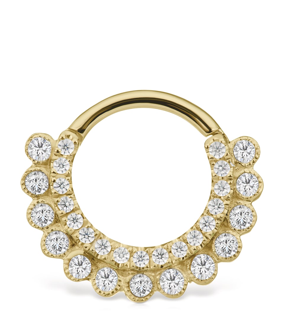 Gold Invisible Diamond Apsara Hoop Earring (8mm)