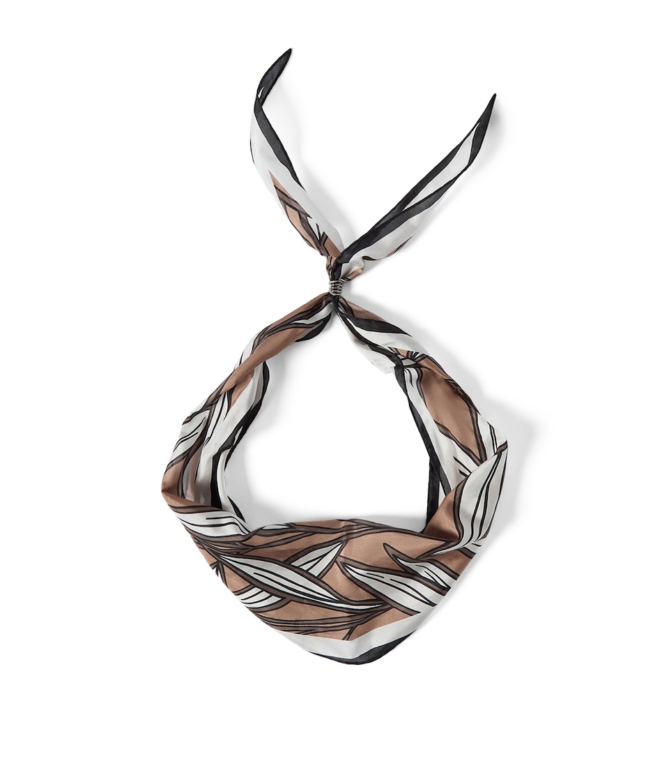 Brunello Cucinelli Silk Leaf-Print Scarf