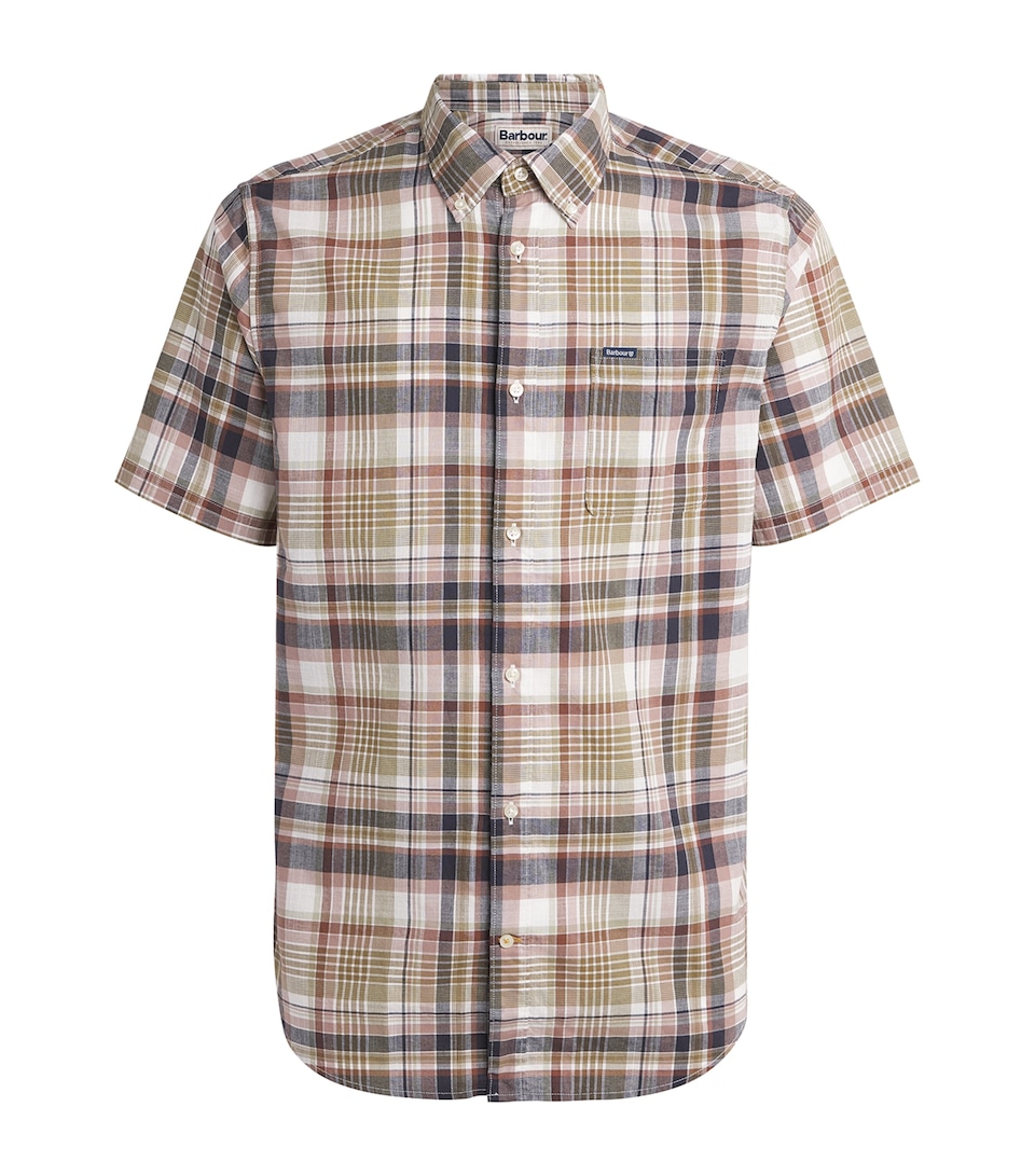 Barbour Mens Cotton Baycliff Check Shirt Burnt Pepper