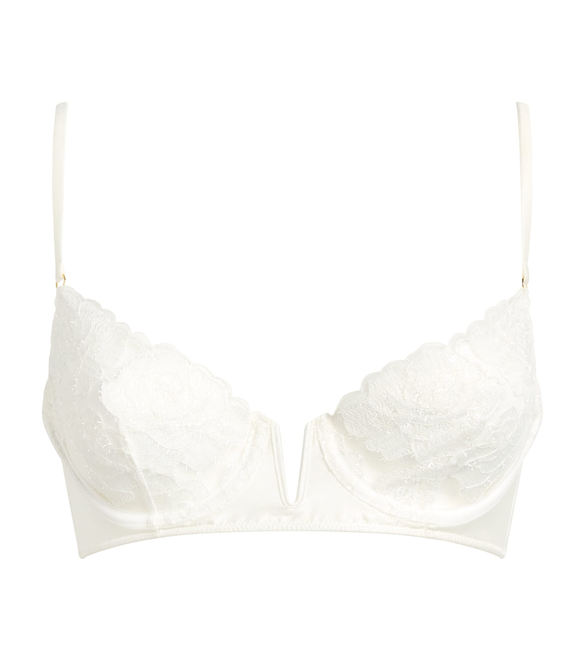 Kiki de Montparnasse Womens Lace Fleurs Veloutées Demi Bra Ivory