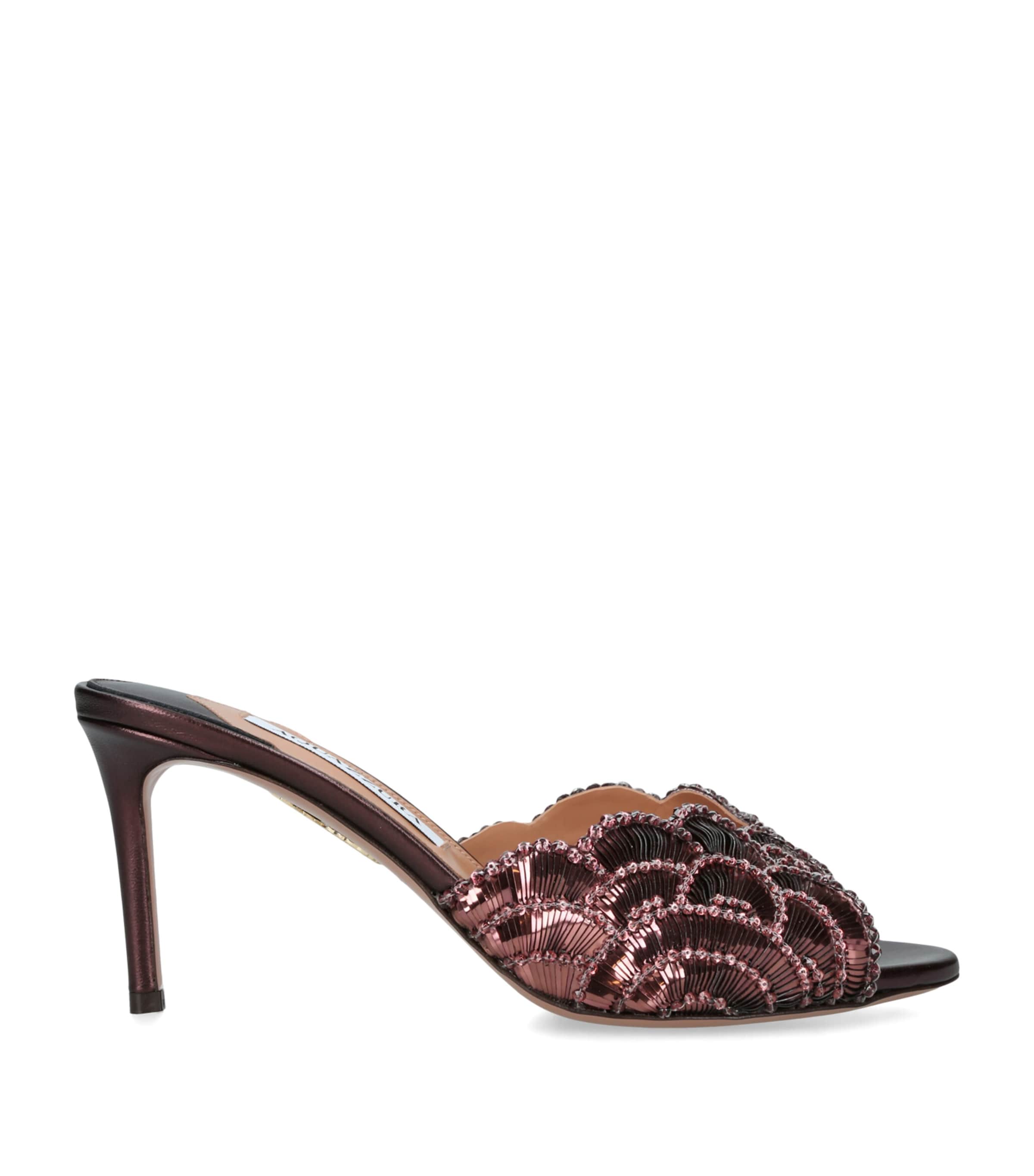 Aquazzura Leather Ce Soir Mules 75 Viola