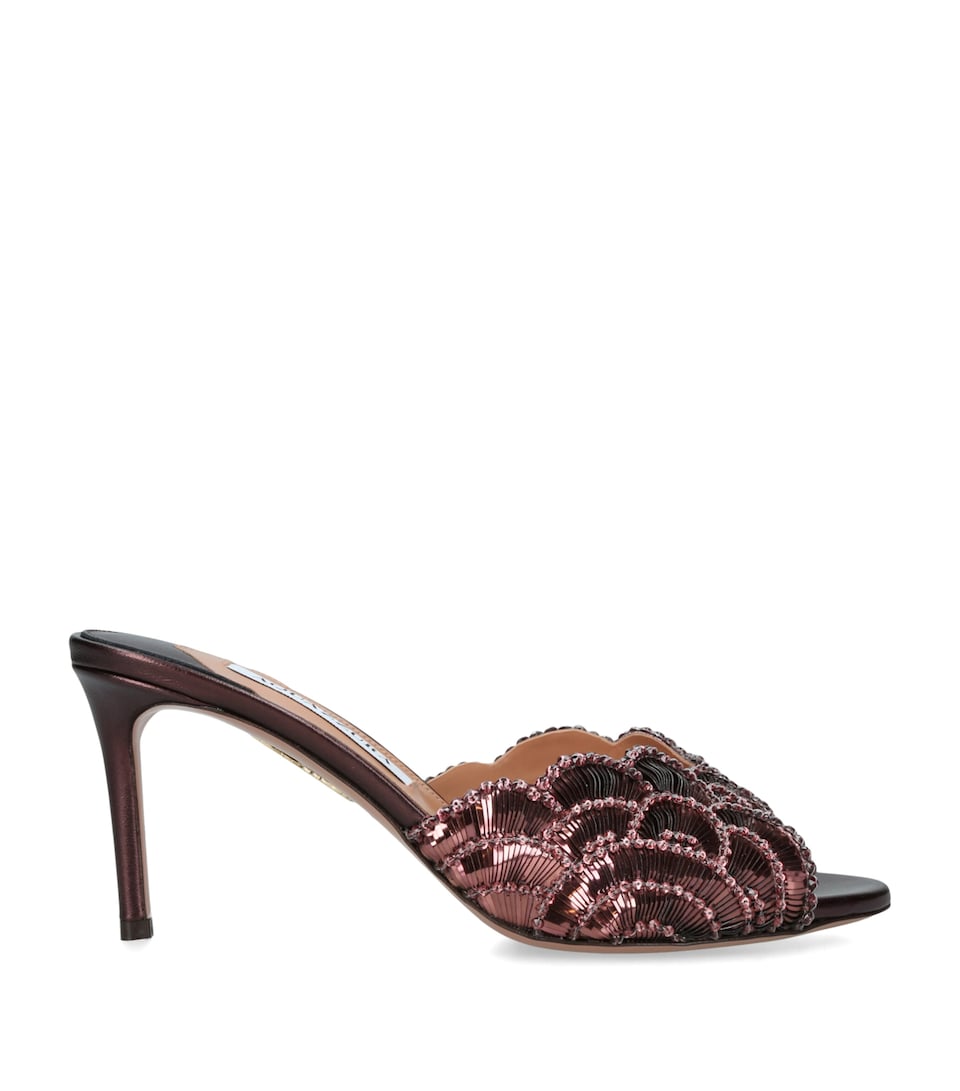 Aquazzura Leather Ce Soir Mules 75 Viola