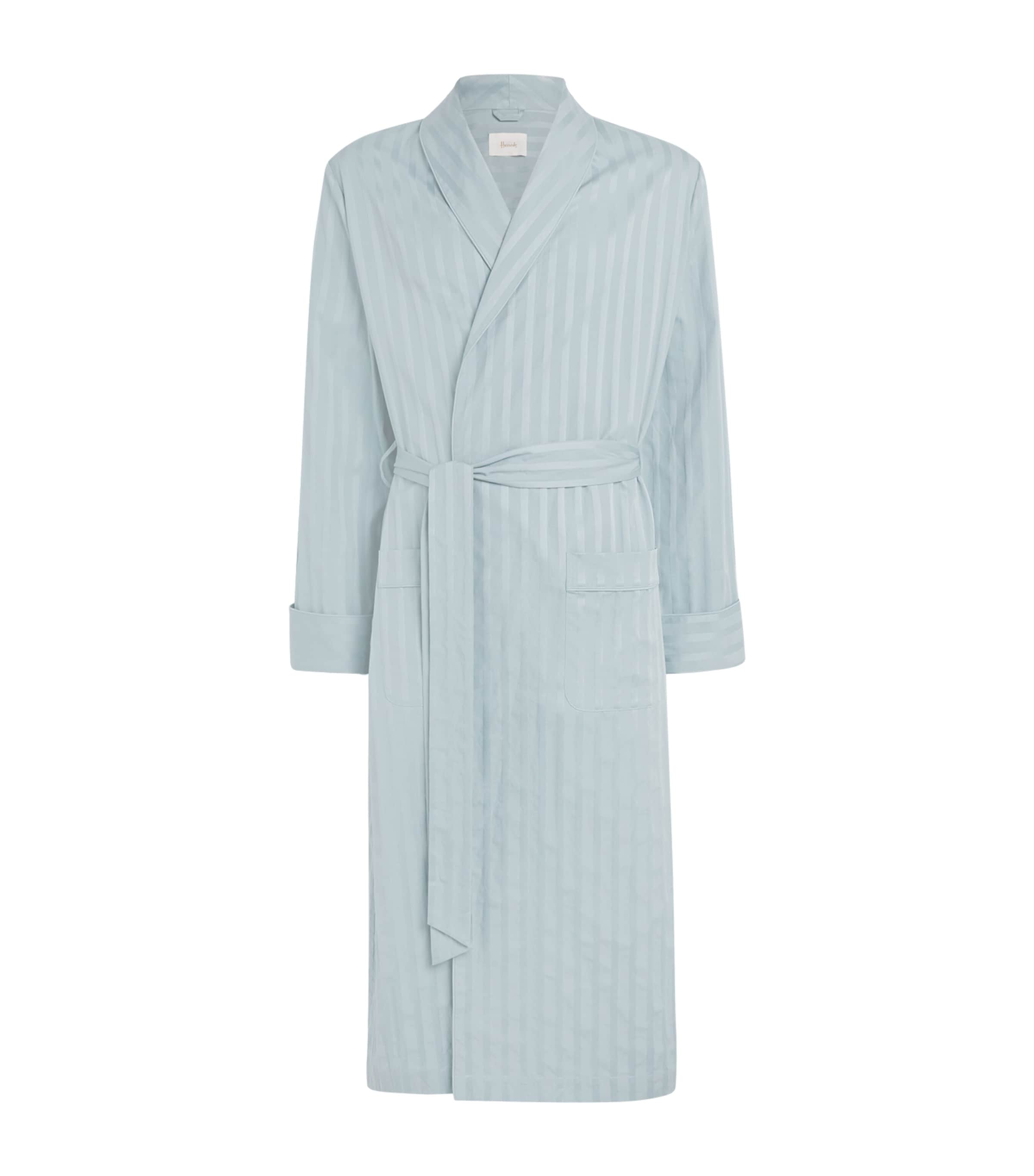Cotton Satin-Stripe Night Robe