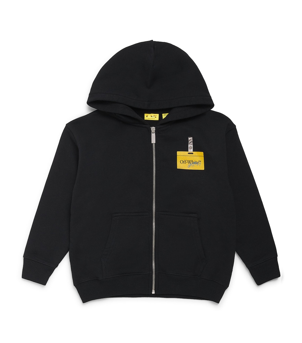 Off-White Kids Cotton Arrow Tape Hoodie (4-10 Years) Black