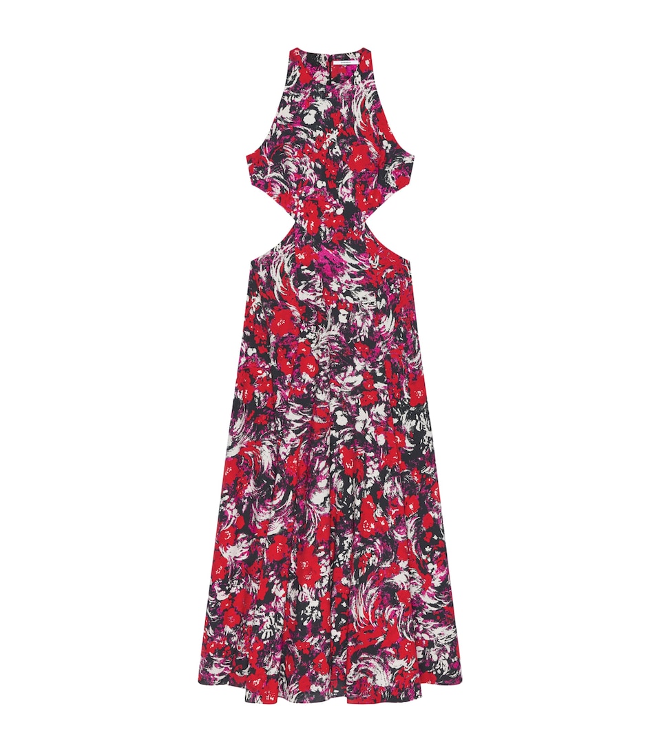 Patterned Cut-Out Maxi Dress