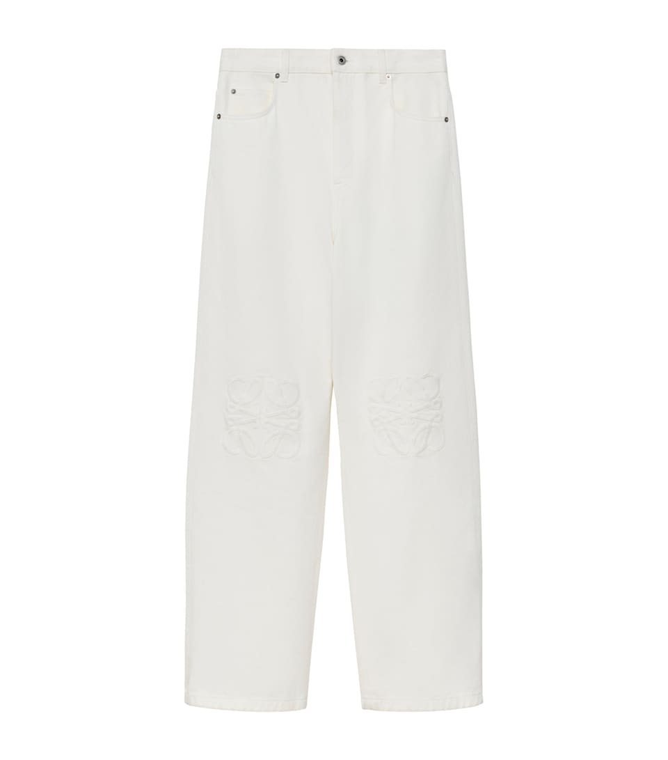 LOEWE Mens Anagram Baggy Jeans White