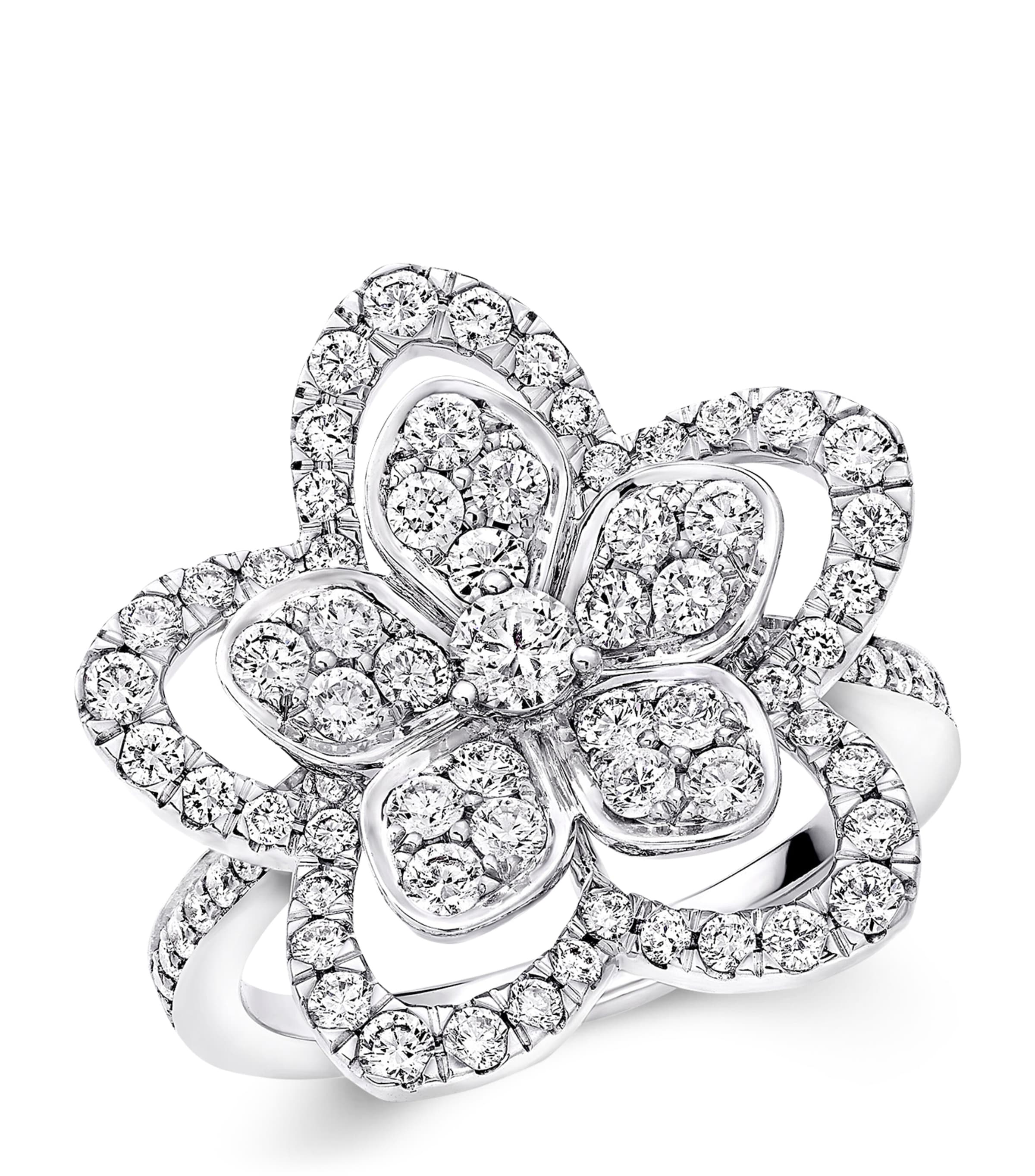 White Gold and Diamond Wild Flower Ring