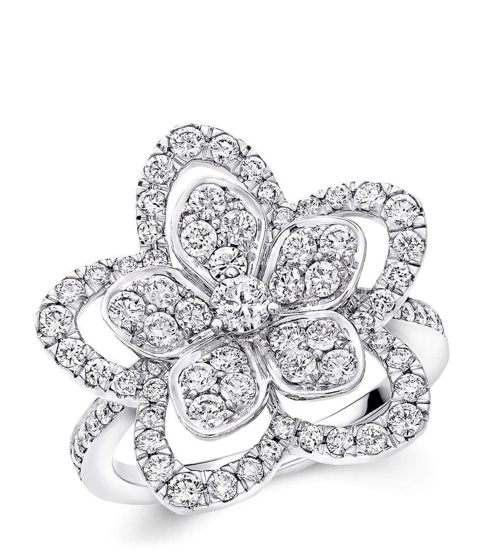 White Gold and Diamond Wild Flower Ring