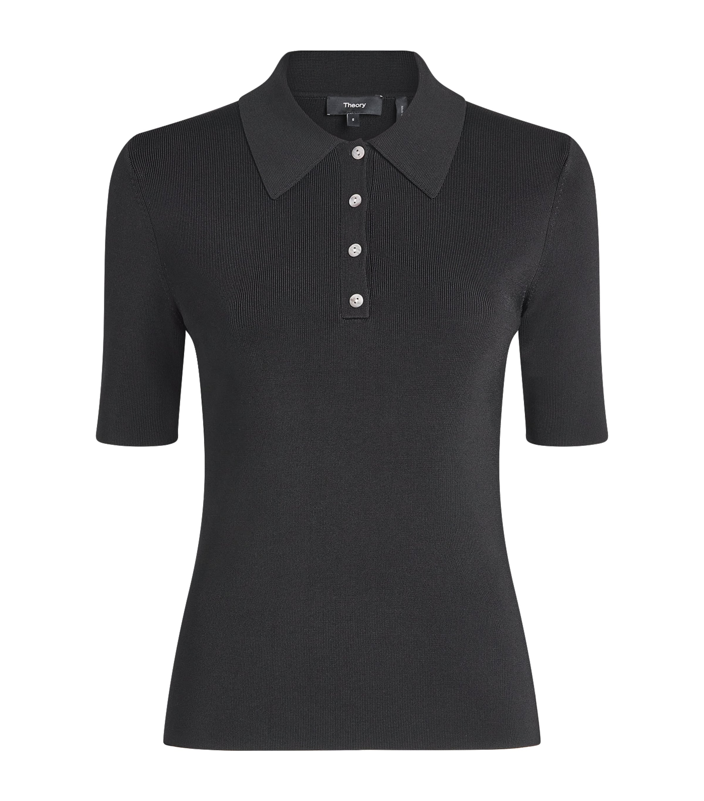 Theory Womens Knit Polo Shirt Black