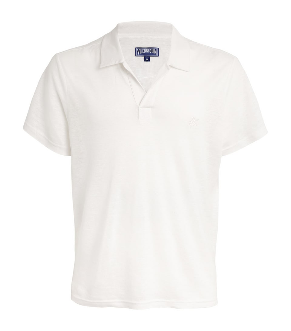 Vilebrequin Mens Linen Pyramid Polo Shirt White