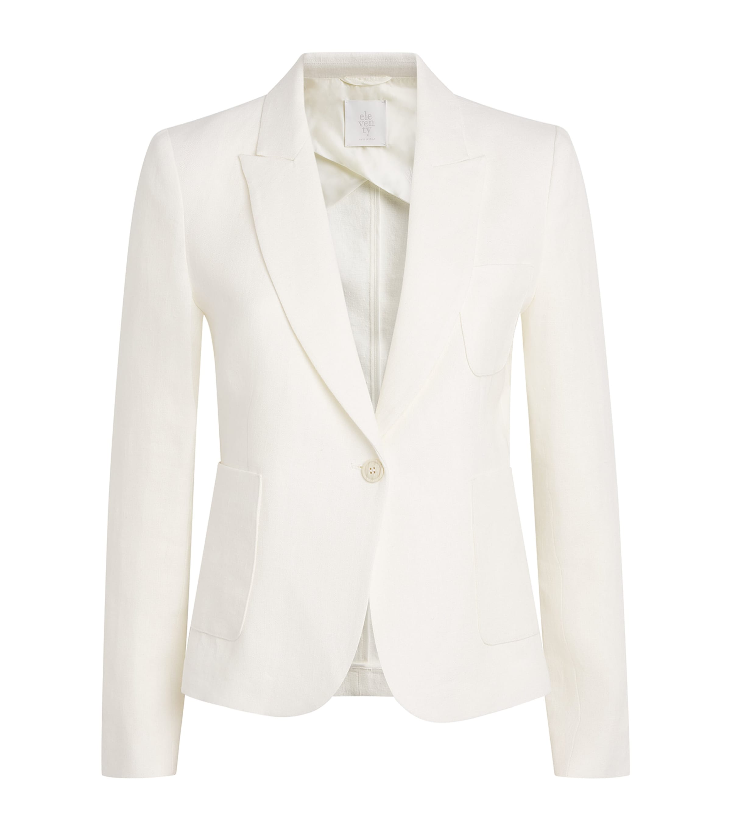 Eleventy Womens Linen Single-Breasted Blazer Bianco