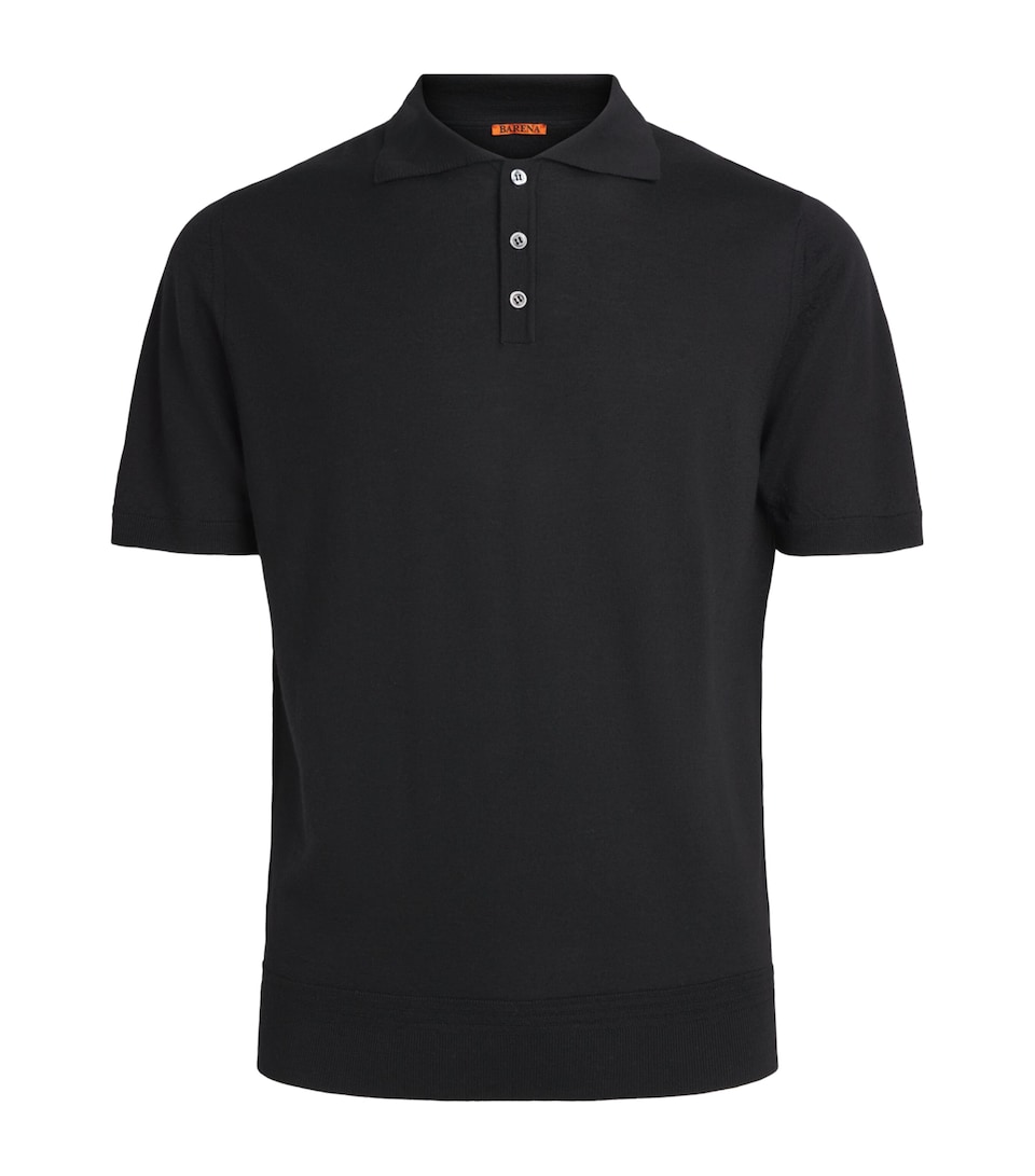 Barena Mens Merino Polo Shirt Nero