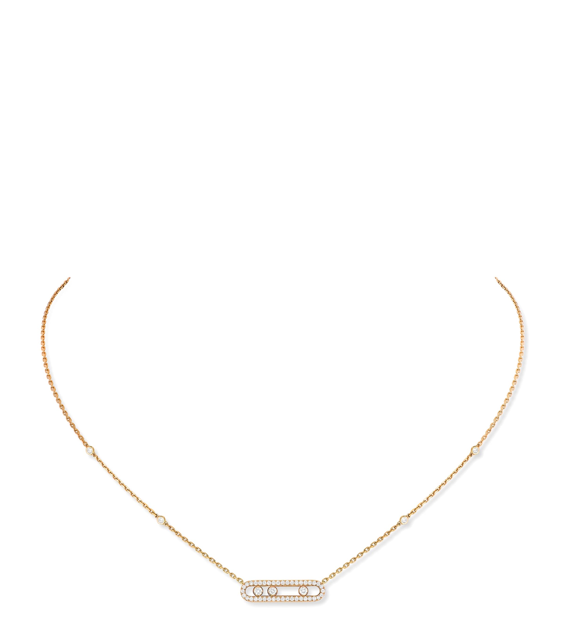 Messika Move Classique Yellow Gold and Diamond Pavé Necklace Yellow Gold