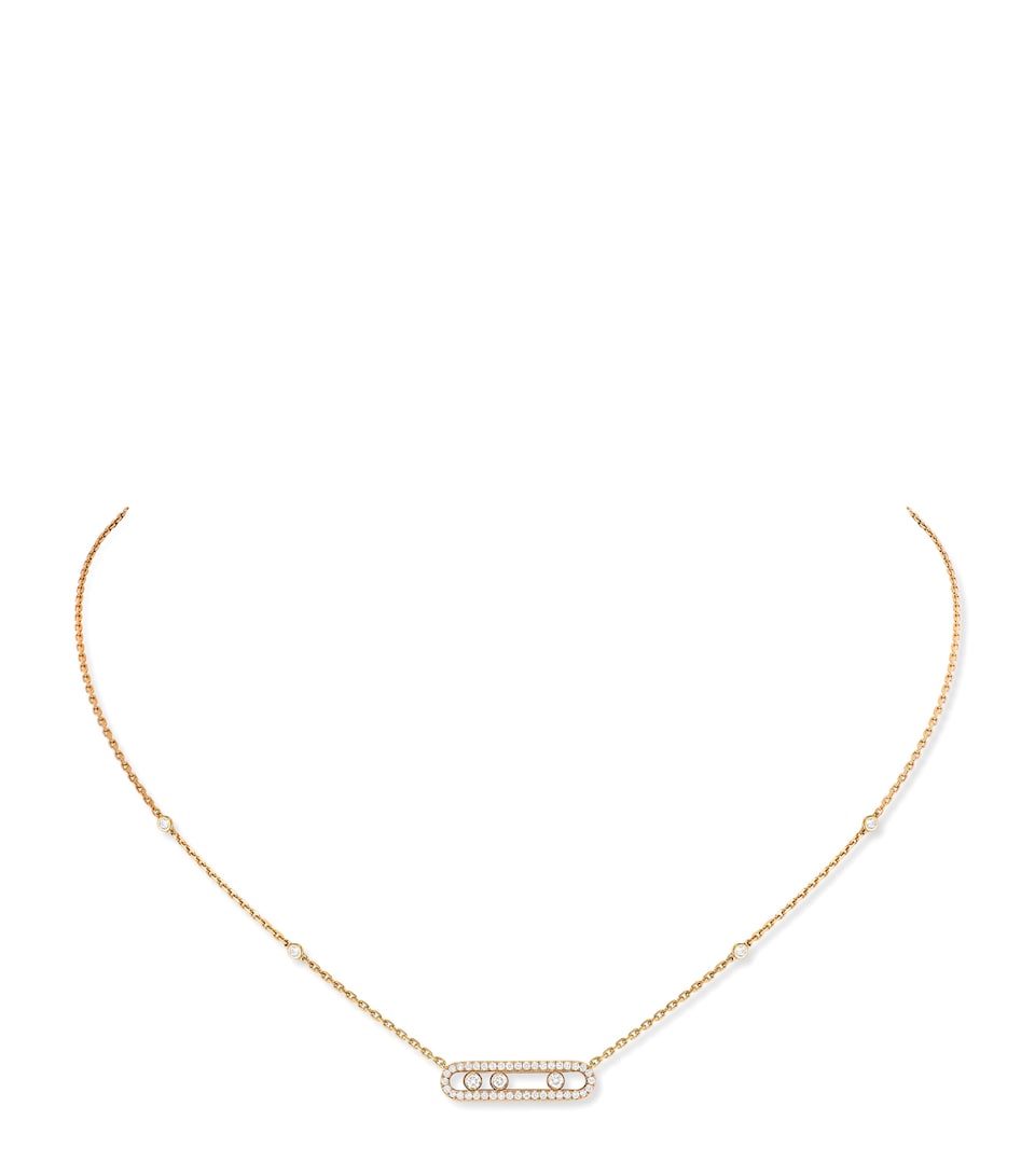 Messika Move Classique Yellow Gold and Diamond Pavé Necklace Yellow Gold