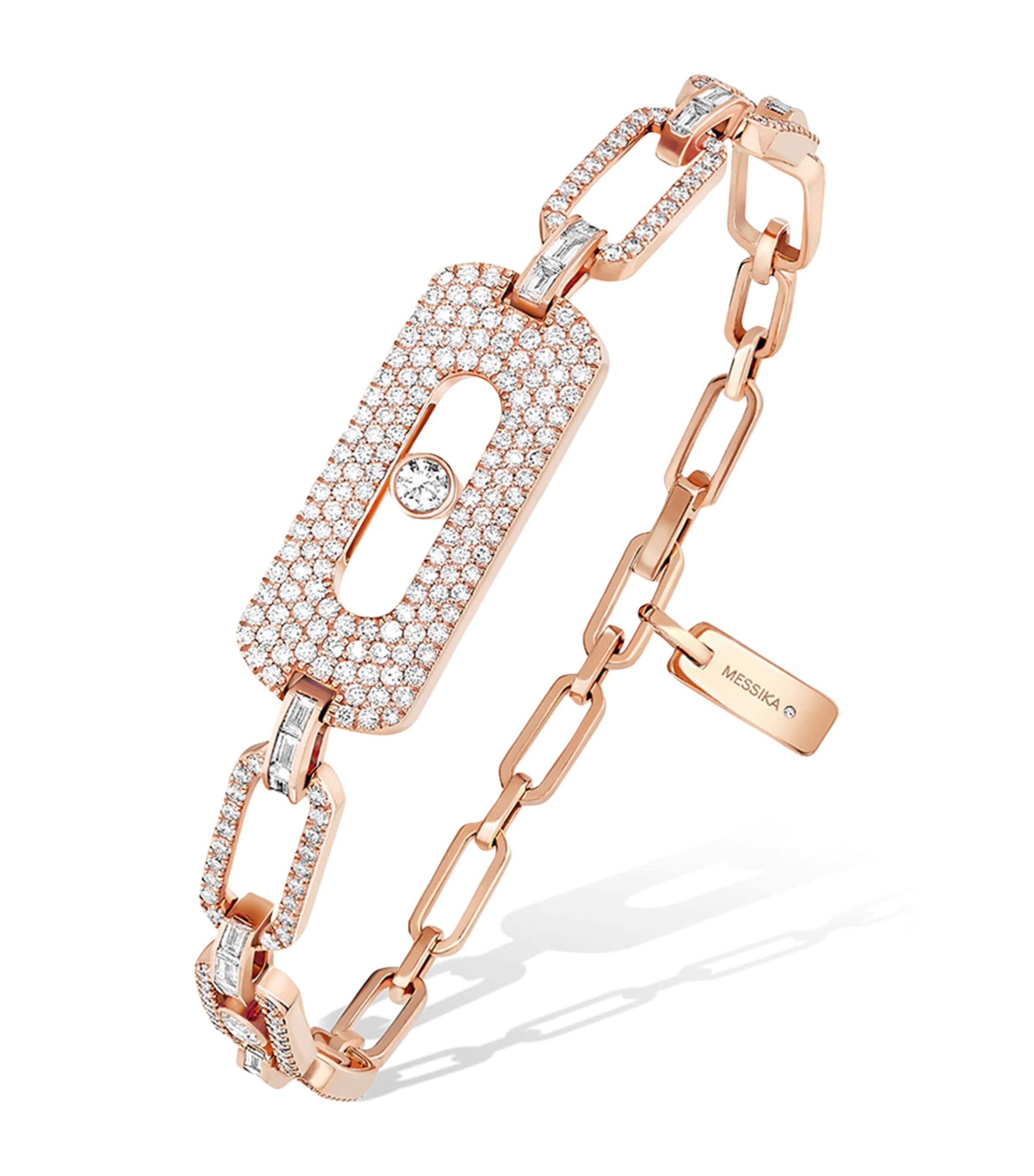 Rose Gold and Diamond Move Link Bracelet