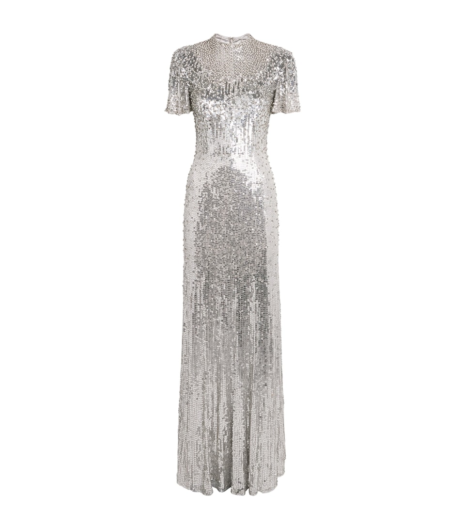 Jenny Packham Womens Embellished Viola Gown Ammonite