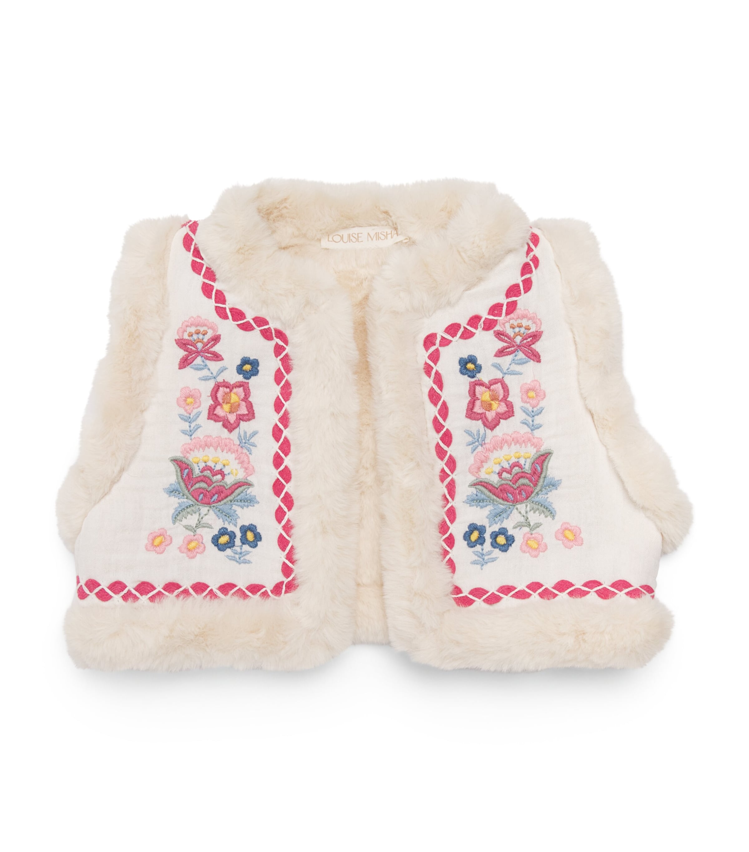 Louise Misha Reversible Embroidered Librana Gilet (6-24 Months) Cream