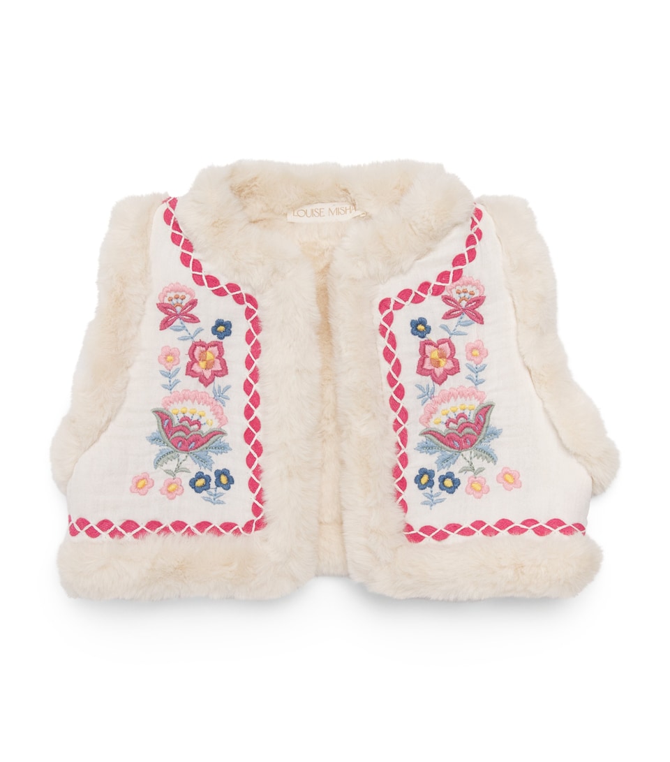Louise Misha Reversible Embroidered Librana Gilet (6-24 Months) Cream