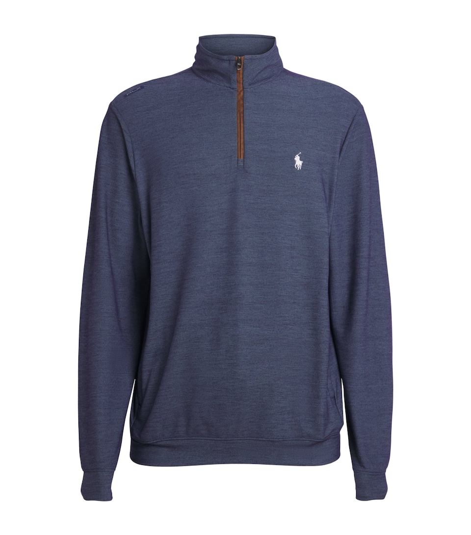 RLX Ralph Lauren Mens Mesh Polo Pony Quarter-Zip Sweatshirt Spring Navy Heather