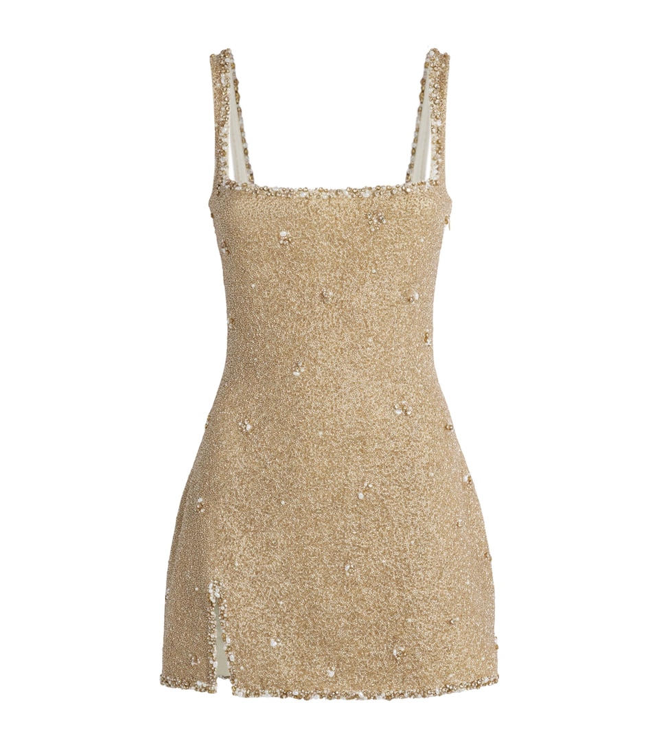 Clio Peppiatt Womens Embellished Athena Mini Dress Champagne