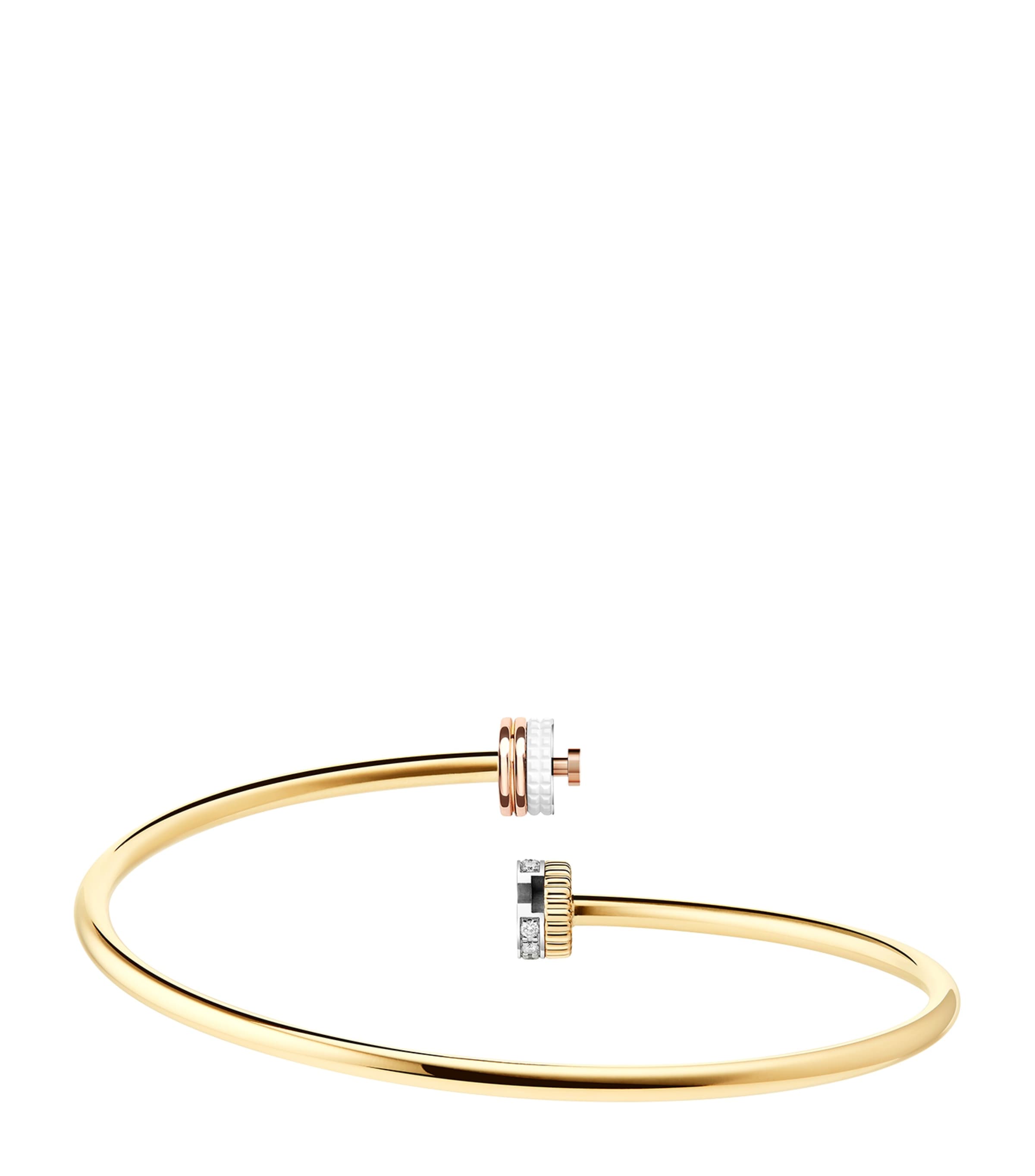 Boucheron Mixed Gold and Diamond Quatre White Edition Bangle Yellow Gold