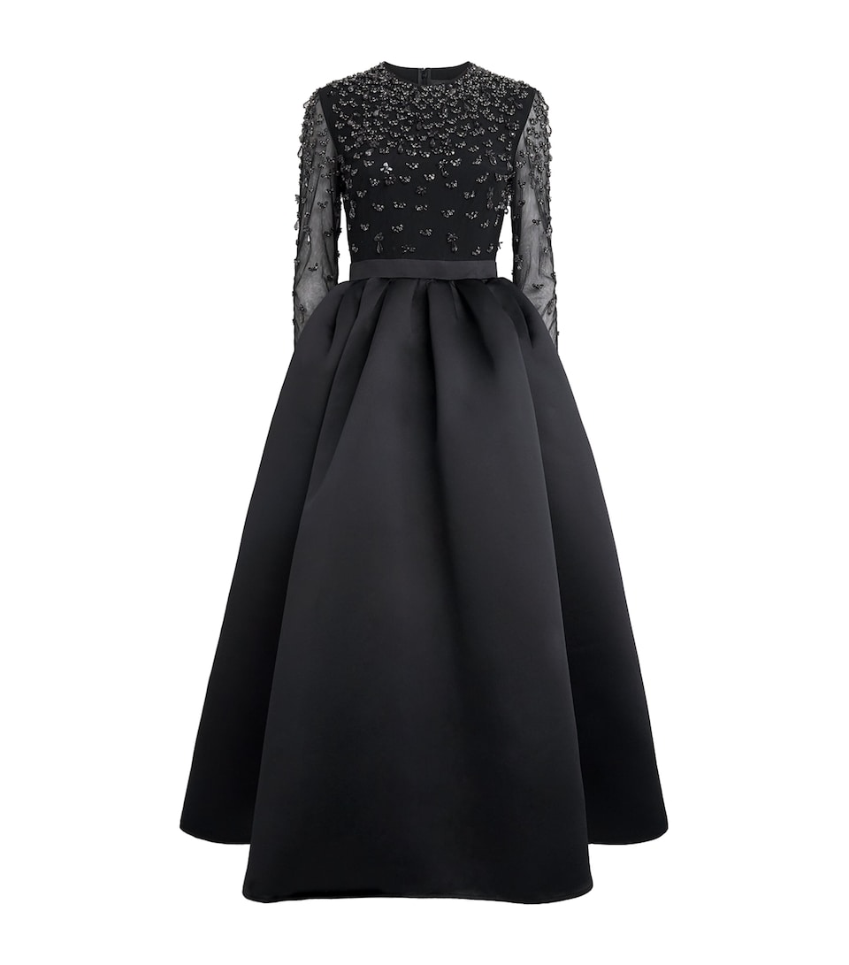 Huishan Zhang Womens Embellished Eloise Midi Dress Black