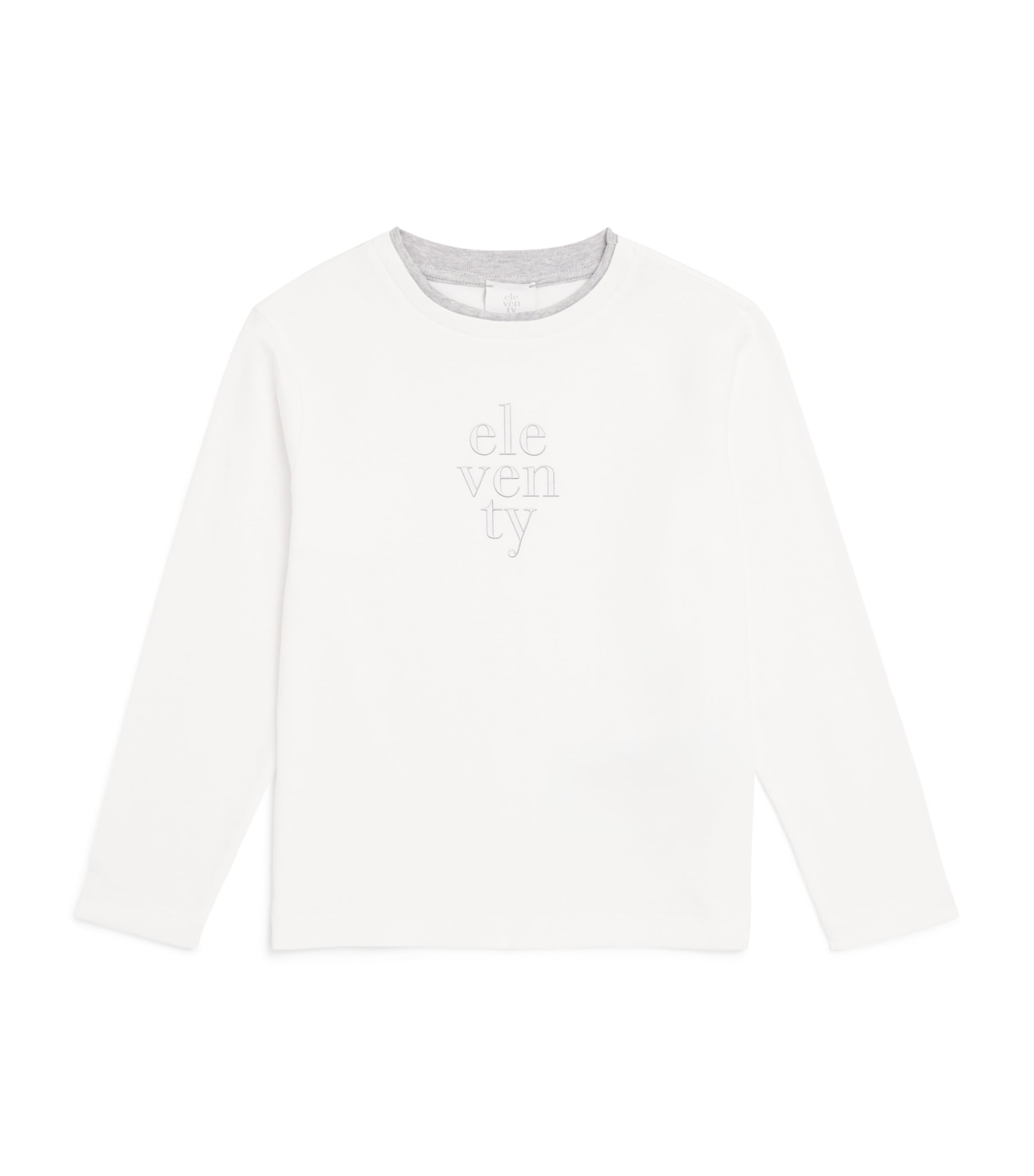 Eleventy Kids Cotton Logo T-Shirt (2-16 Years) Ivory/grey