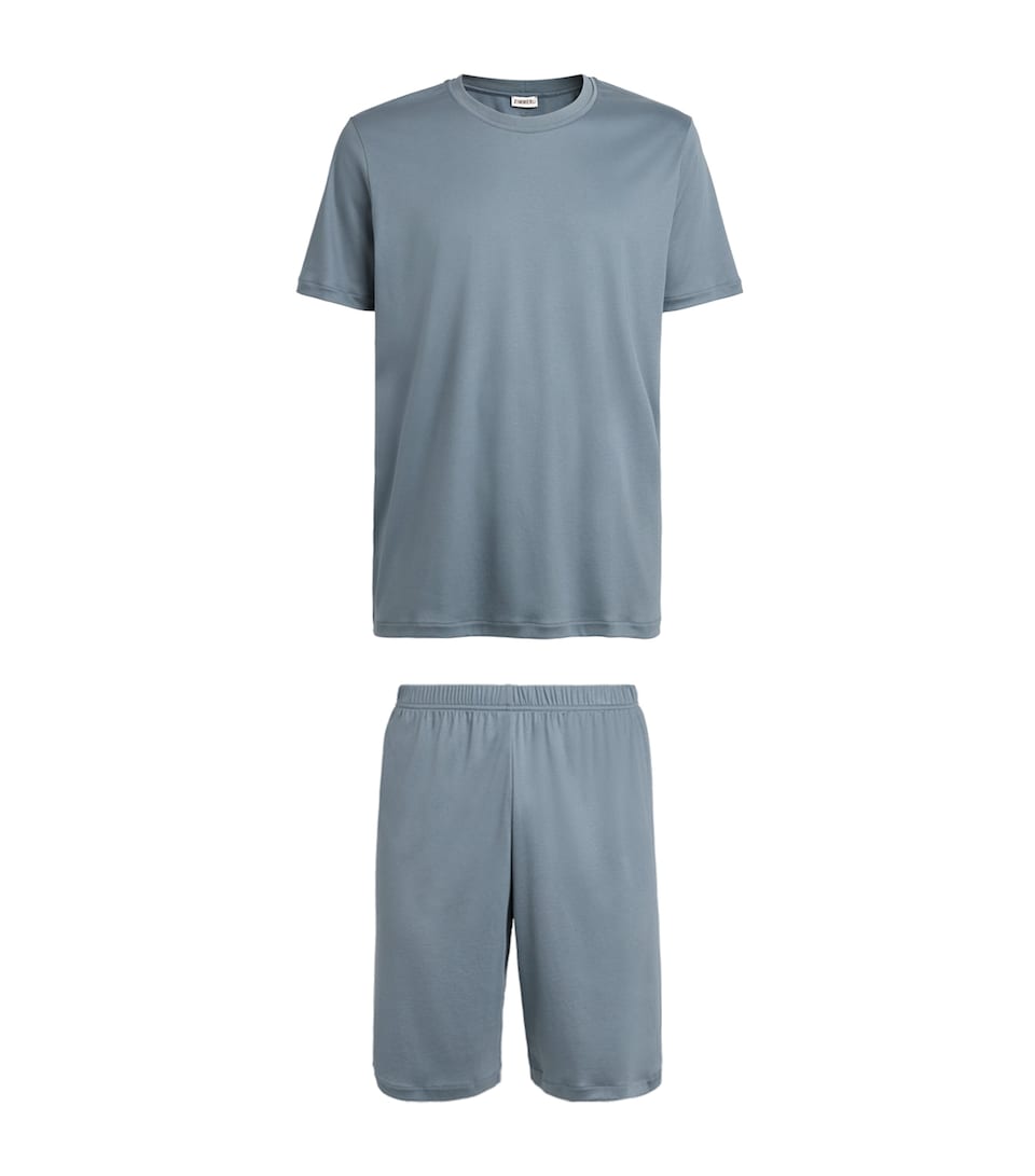 Zimmerli Mens Sea Island Cotton Short Pyjama Set Light Slate